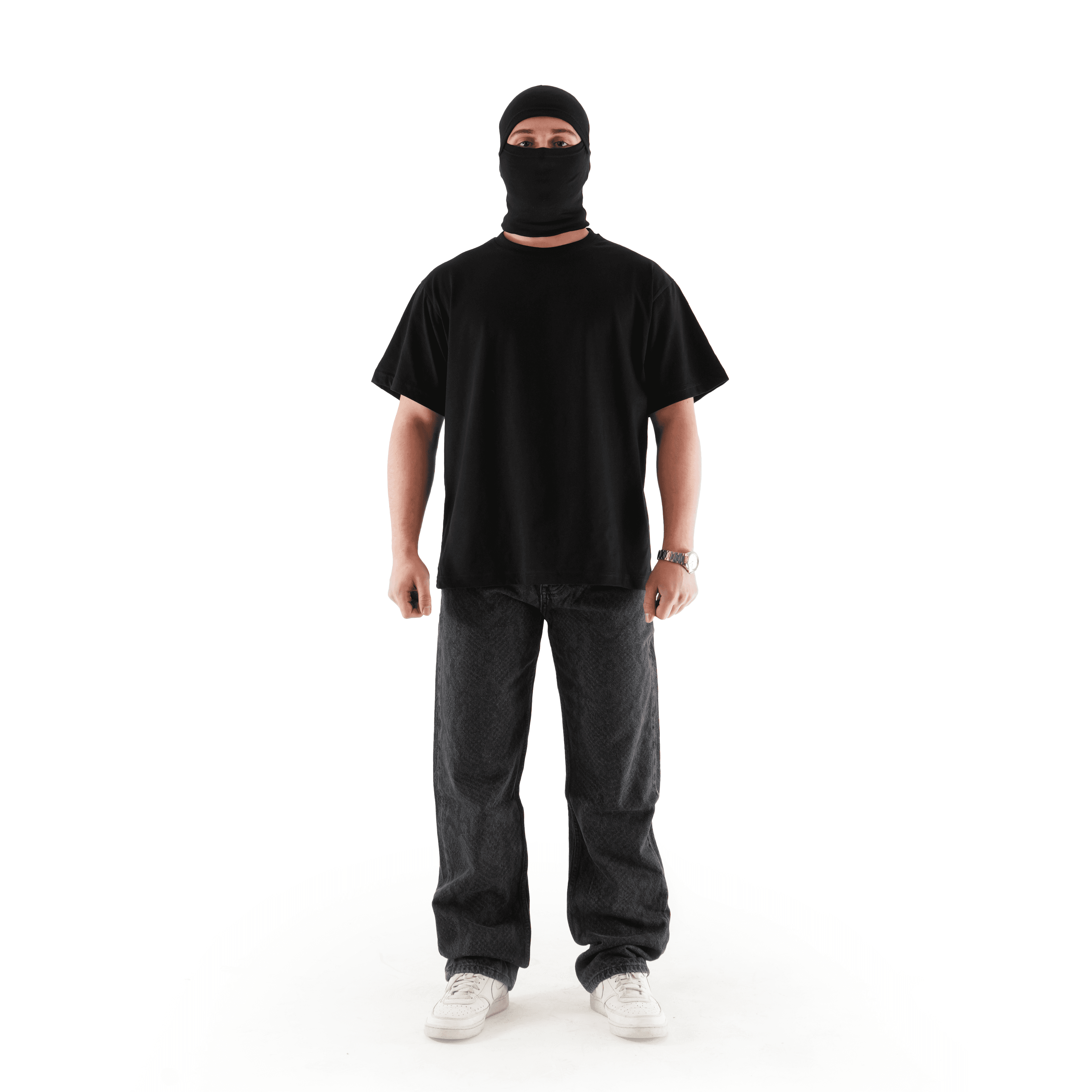 Sewn Stage x MOB Desenli Siyah Baggy Pantolon