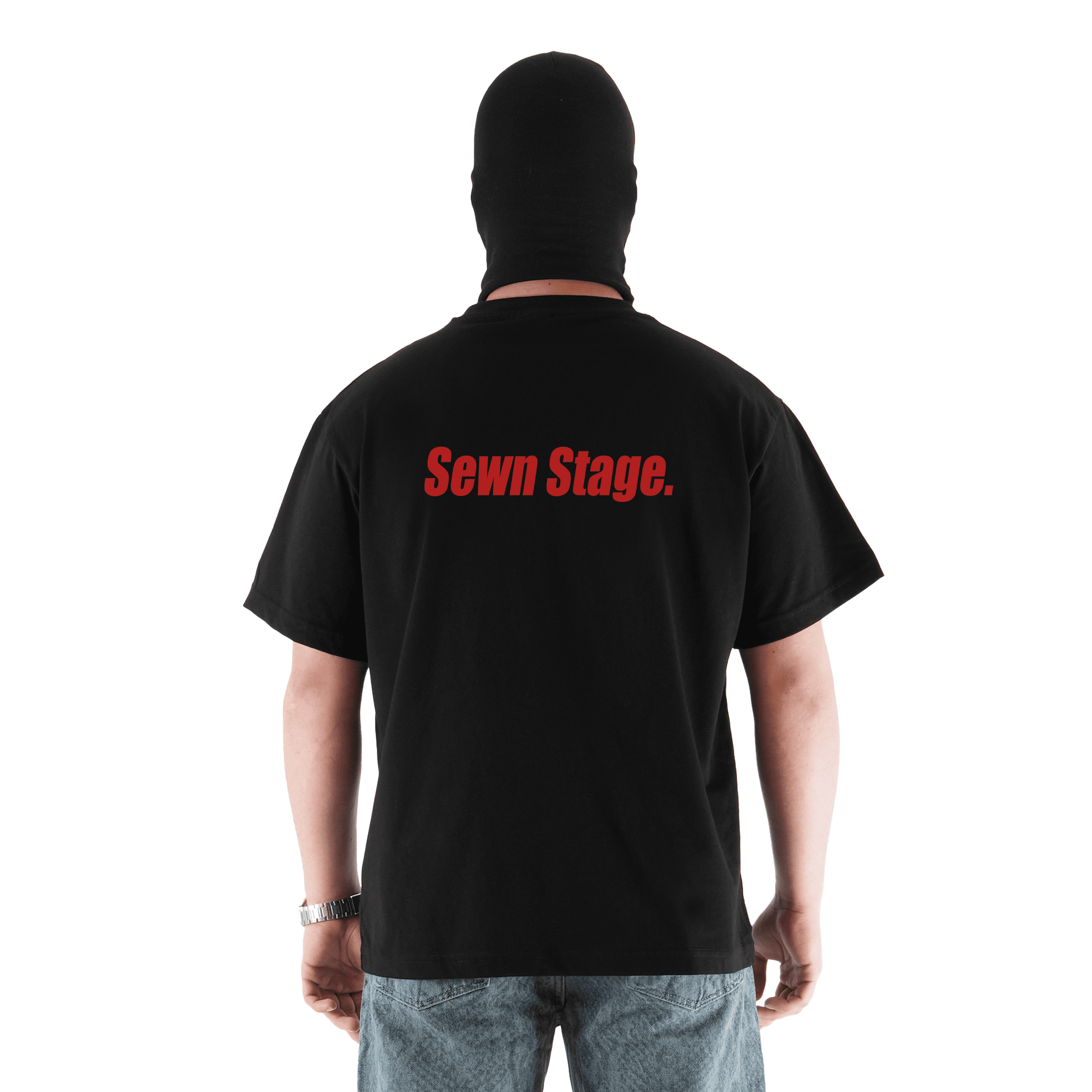 "FROM THE STREET" Orta Baskılı Oversize Siyah Tişört