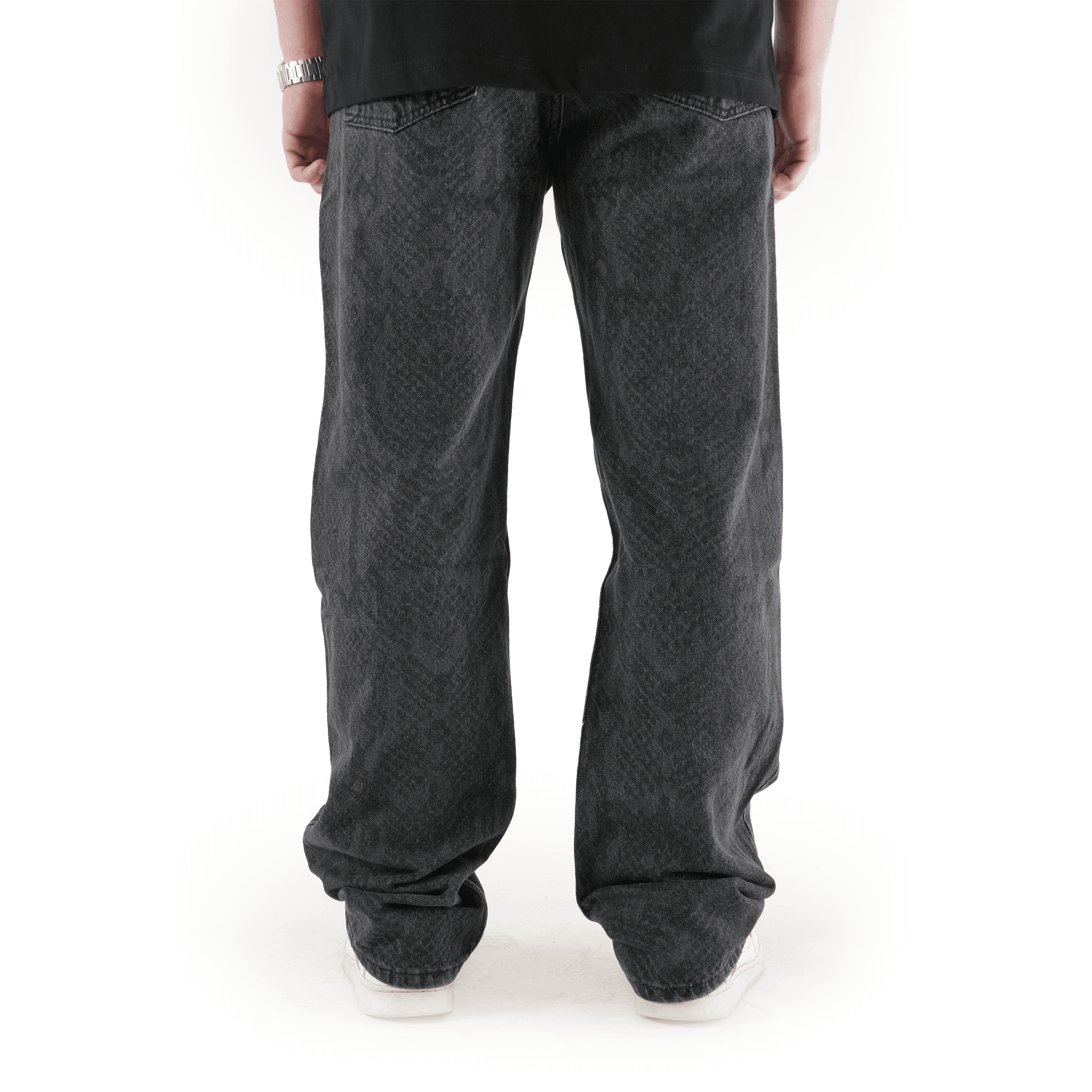 Sewn Stage x MOB Desenli Siyah Baggy Pantolon