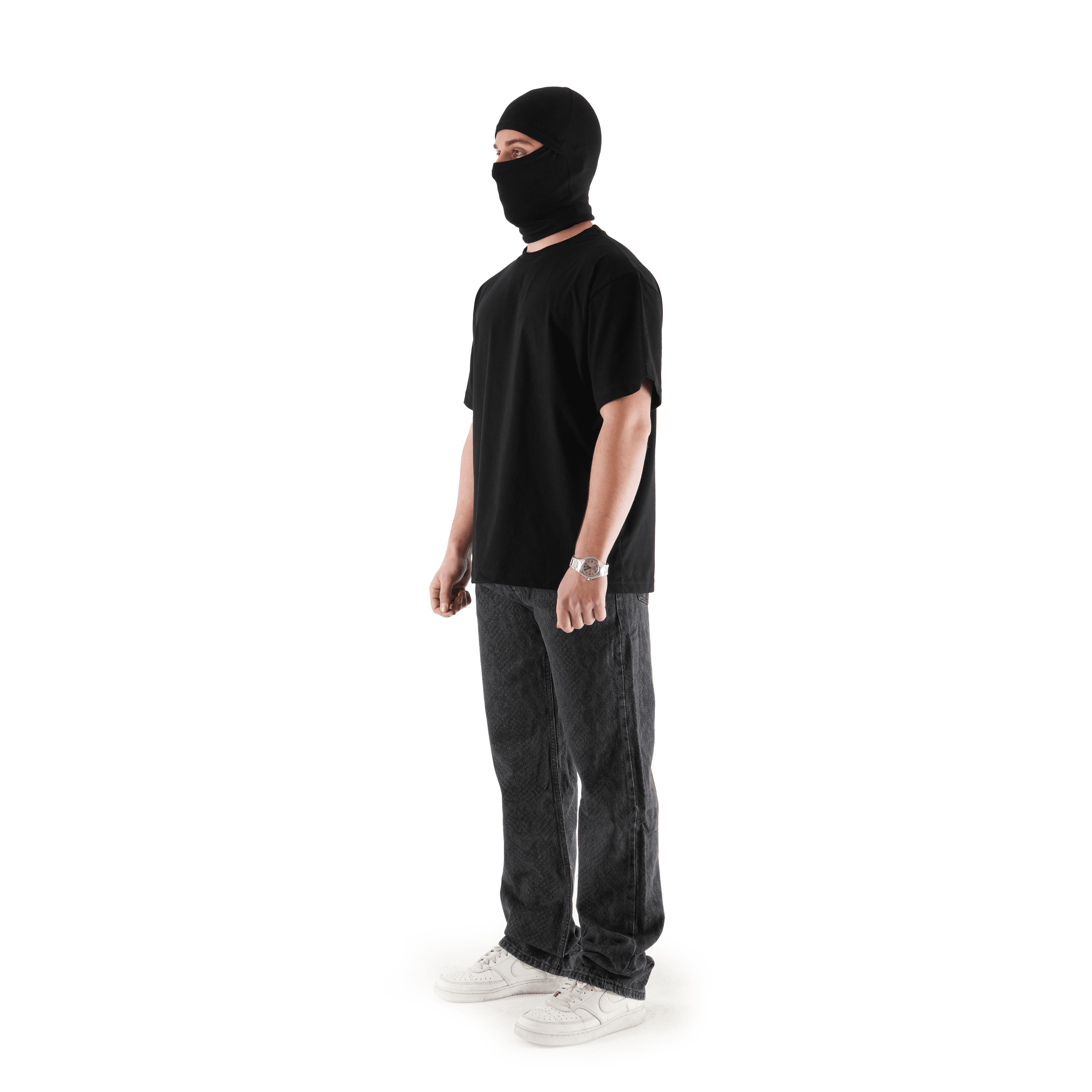 Sewn Stage x MOB Desenli Siyah Baggy Pantolon