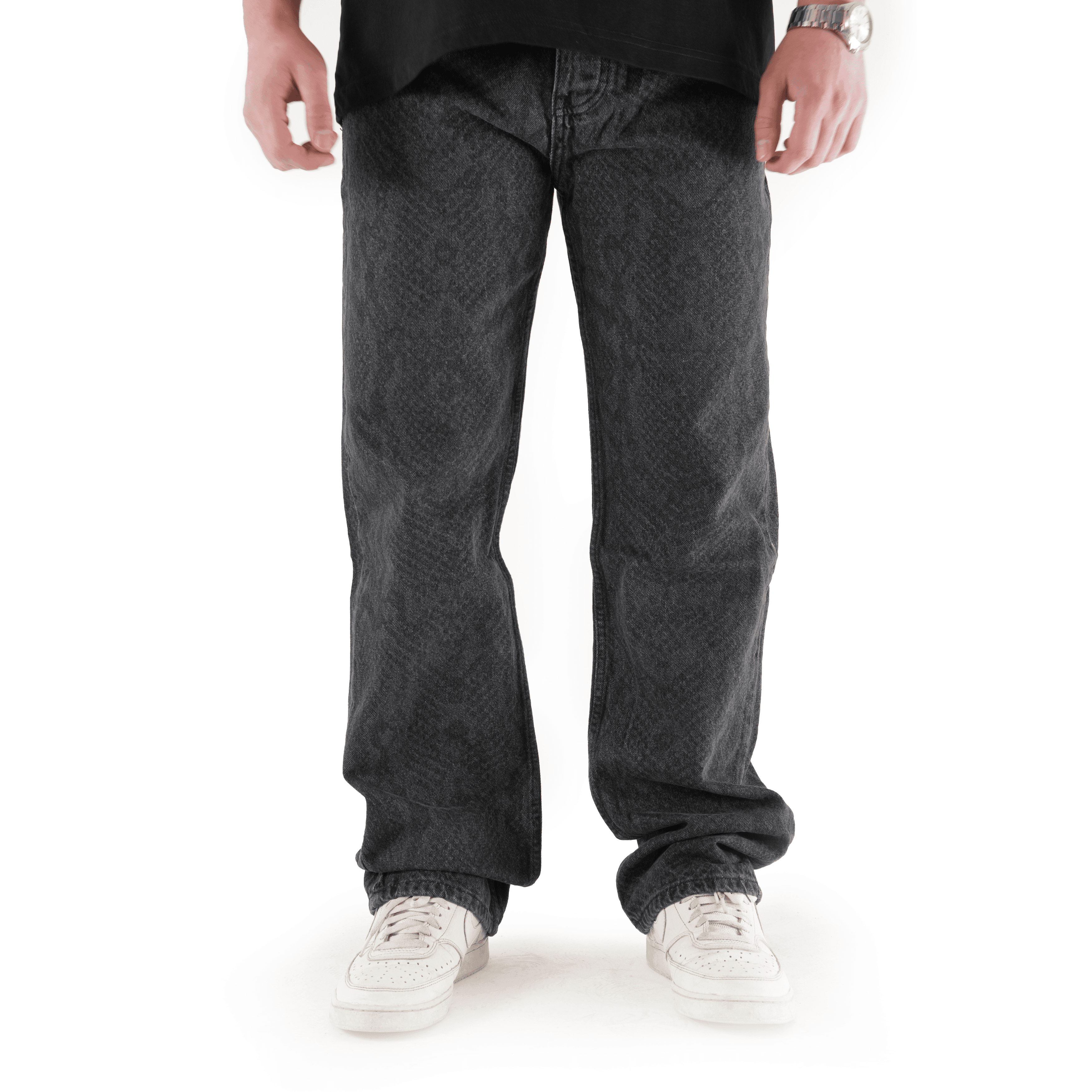 Sewn Stage x MOB Desenli Siyah Baggy Pantolon