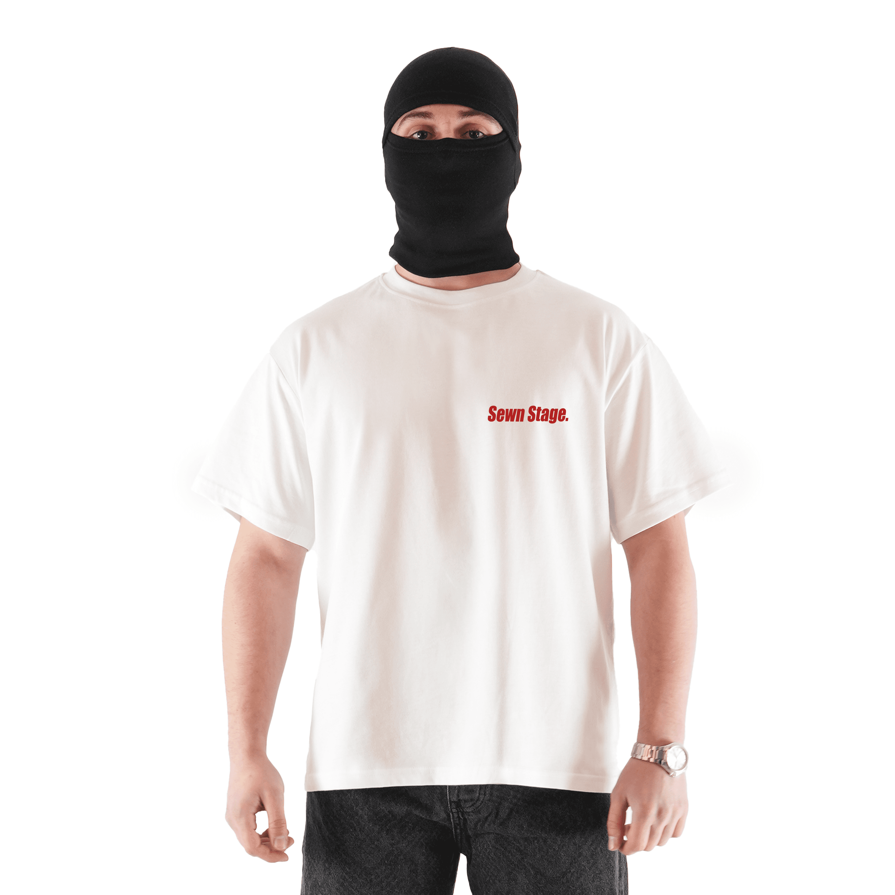 "SLANTED STAGE" Sırt Baskılı Oversize Beyaz Tişört