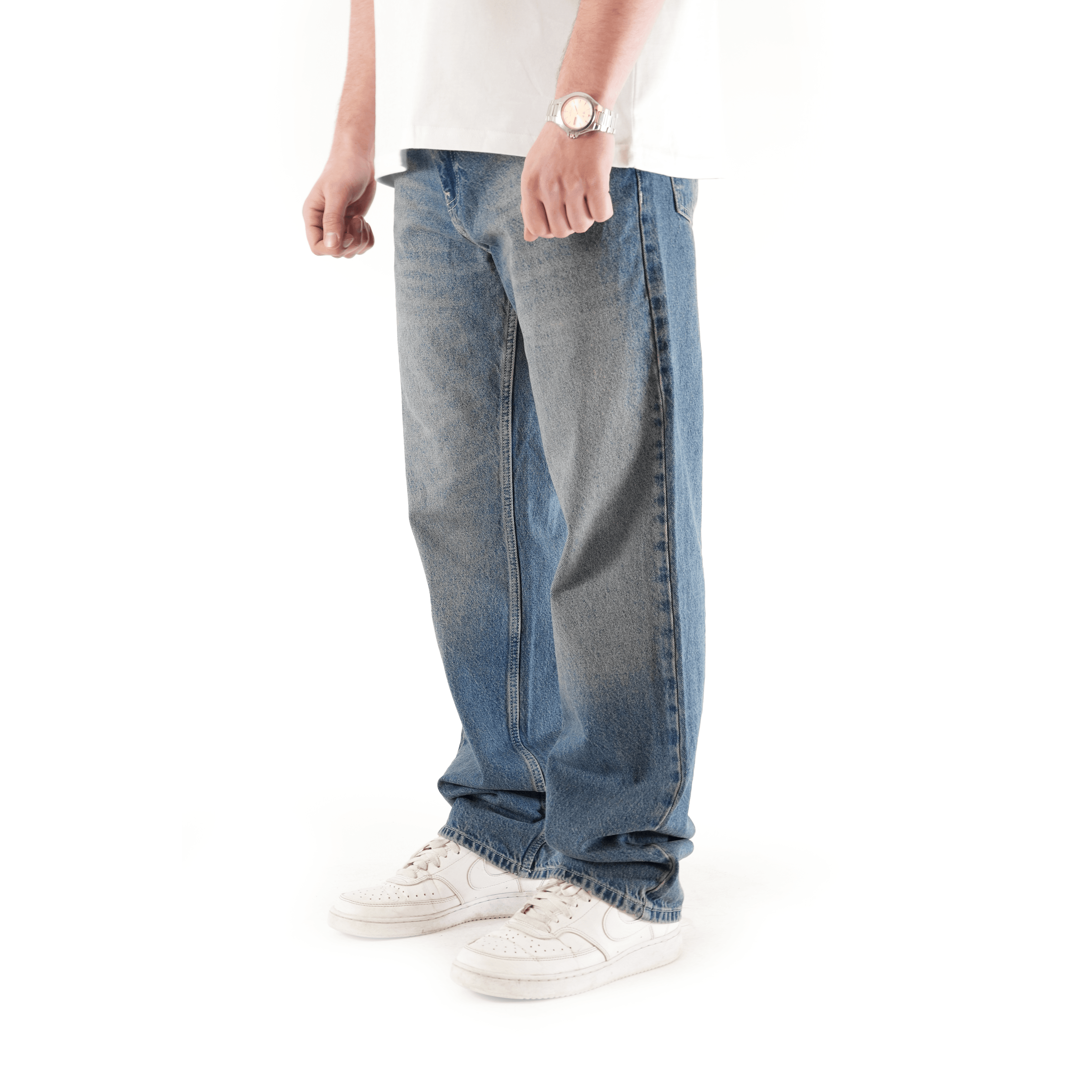 Sewn Stage x MOB Eskitme Mavi Baggy Pantolon