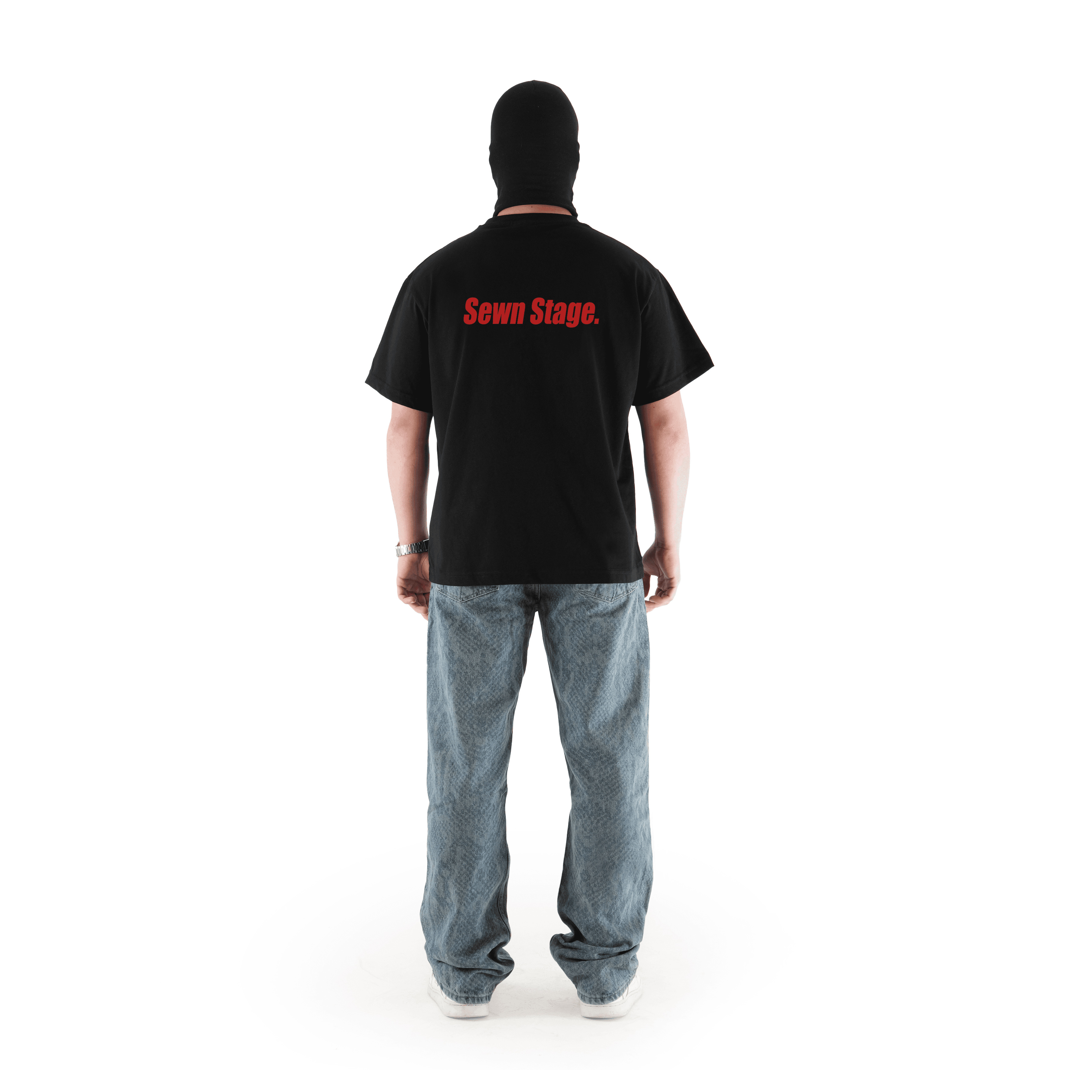 "FROM THE STREET" Orta Baskılı Oversize Siyah Tişört