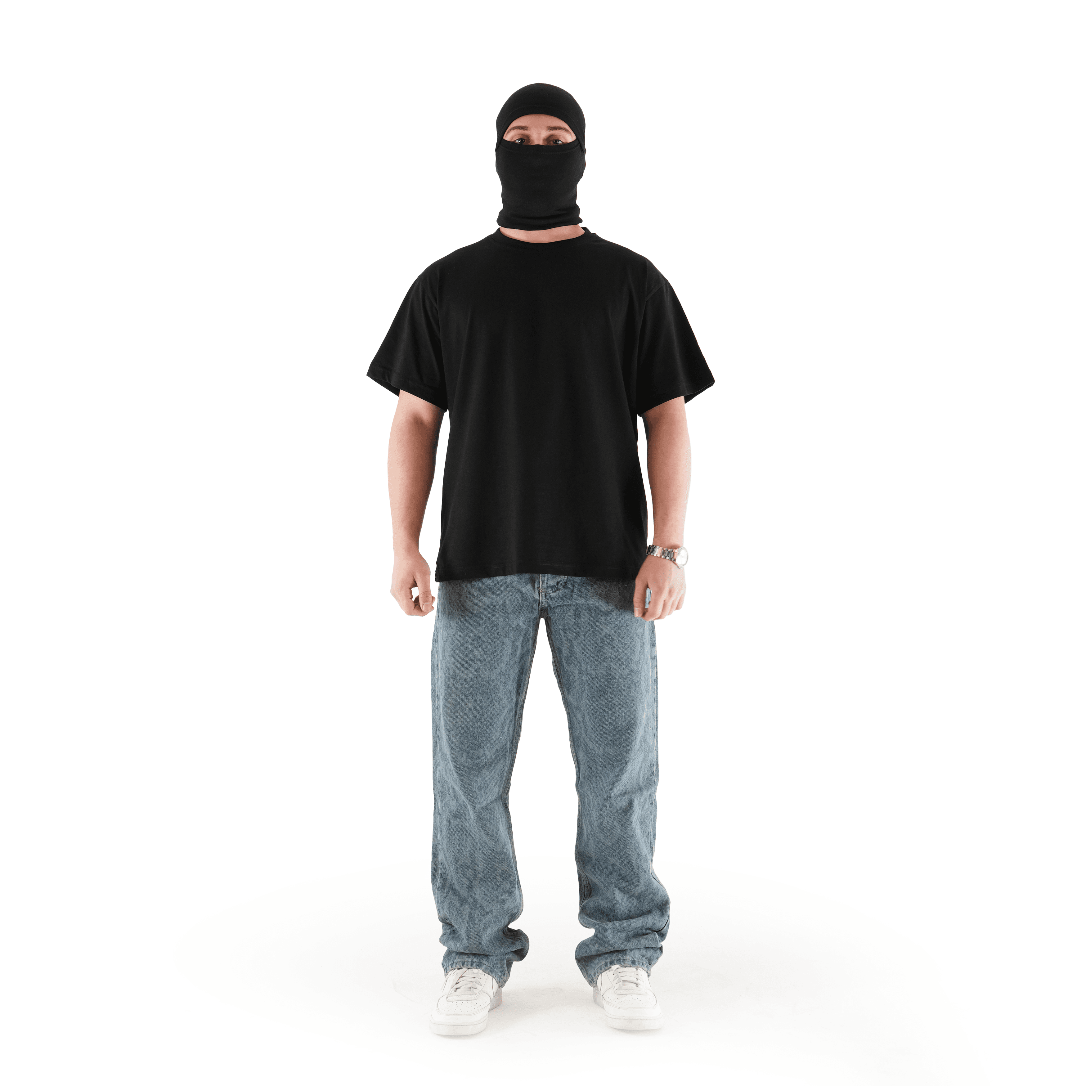 Sewn Stage x MOB Desenli Mavi Baggy Pantolon