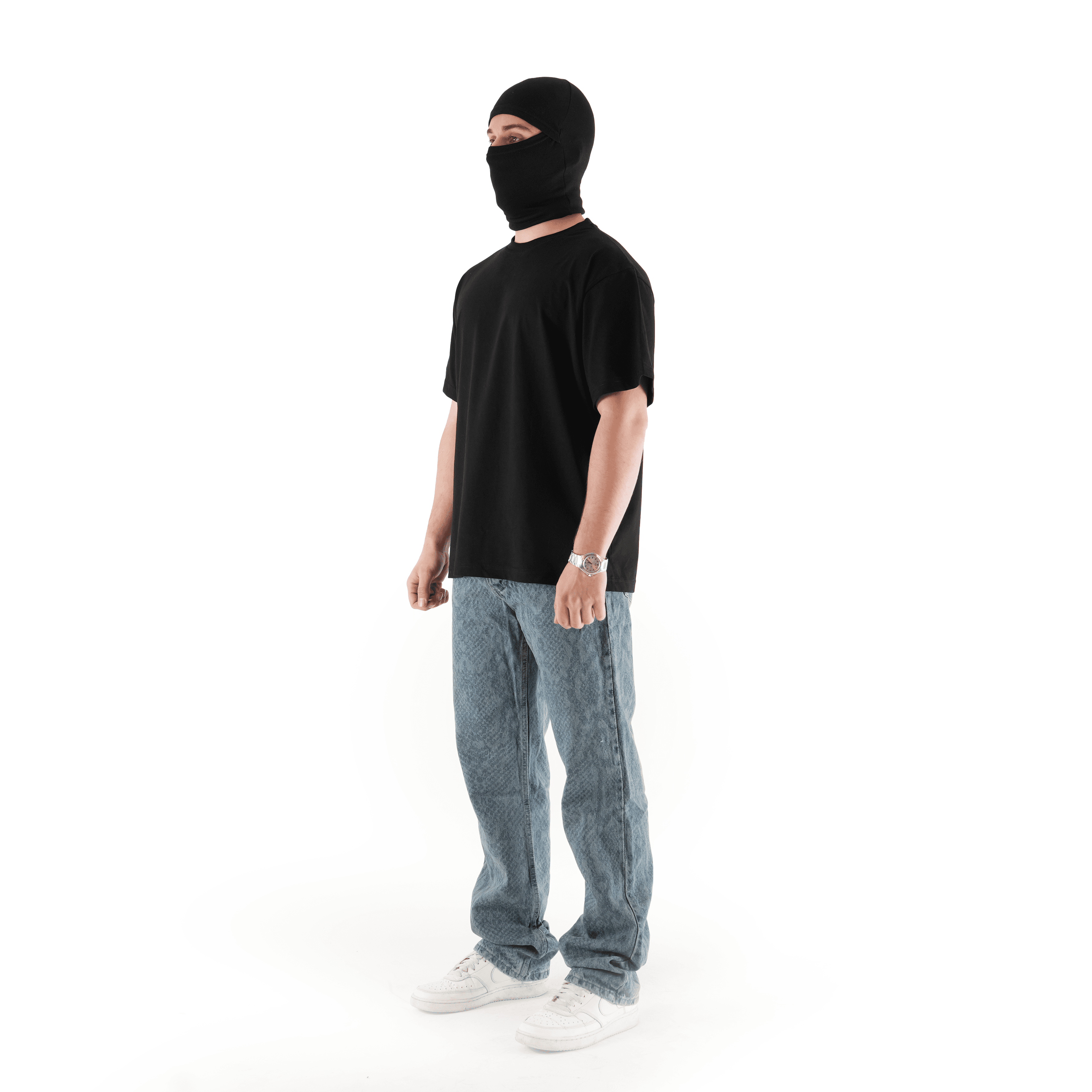 Sewn Stage x MOB Desenli Mavi Baggy Pantolon
