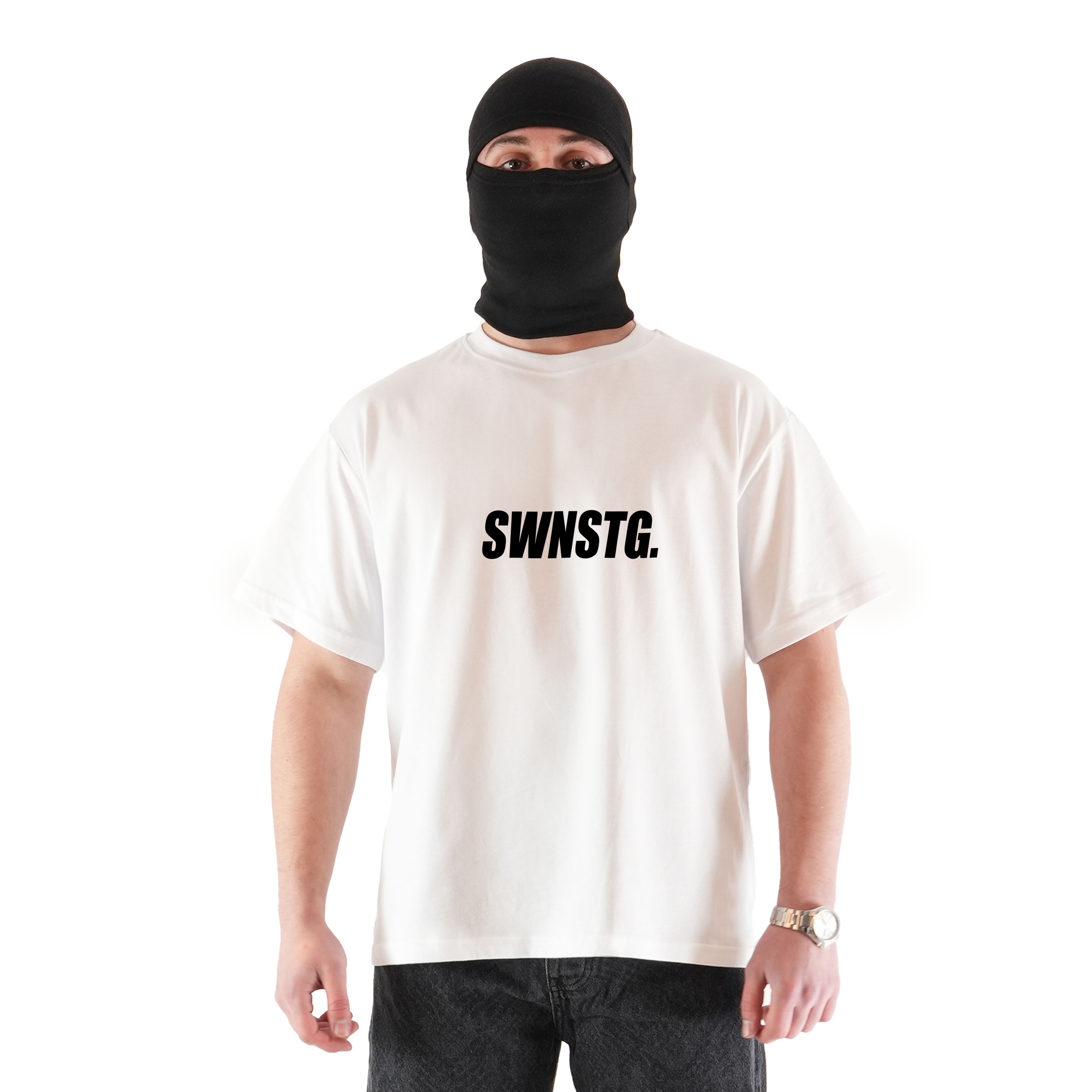 'SWNSTG' Büyük Orta Oversize Tişört
