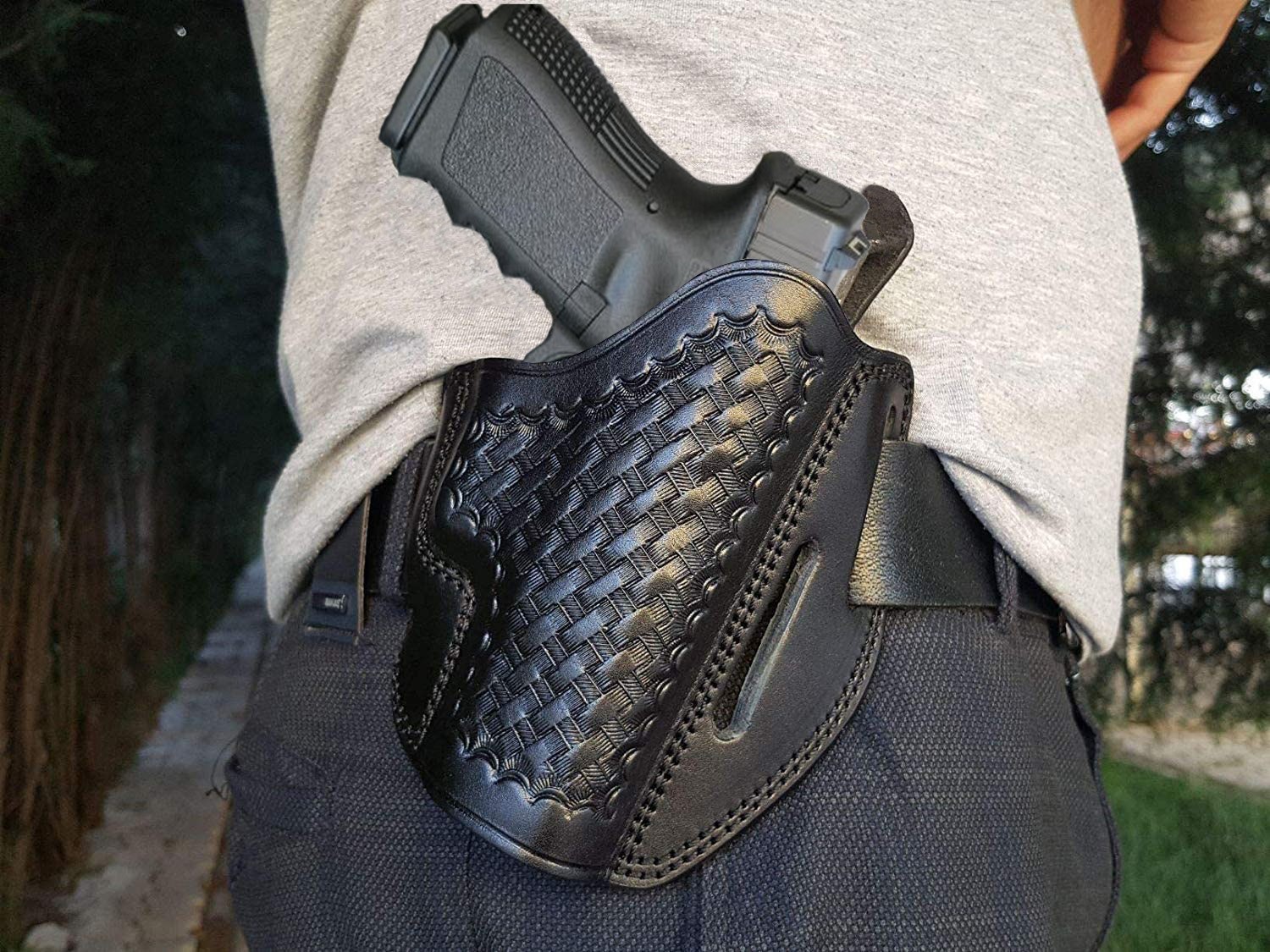 OWB Holster Handmade for Glock 19 (Basketweave)