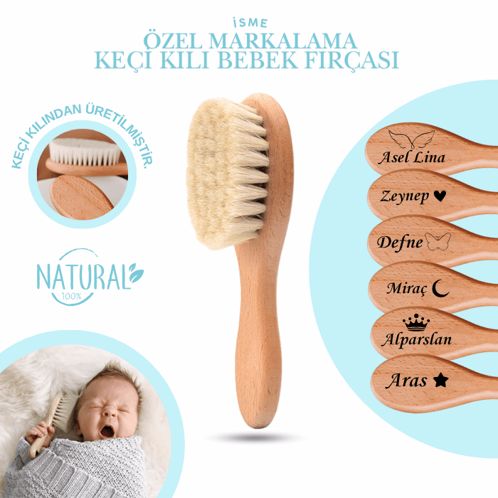 Bebeğinizin Ismine Özel Keçi Kılı Bebek Fırçası