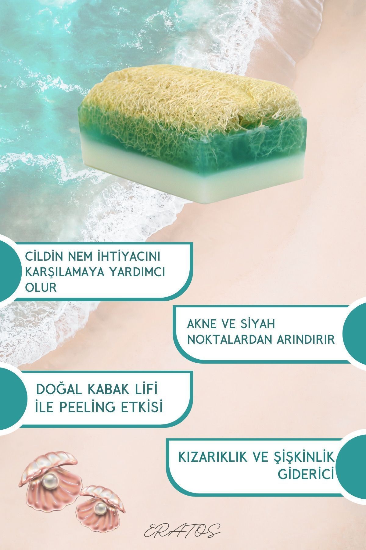 Okyanus Esintisi Kabak Lifli Sabun- Doğal Güzellik ve Bakım- 1 Adet