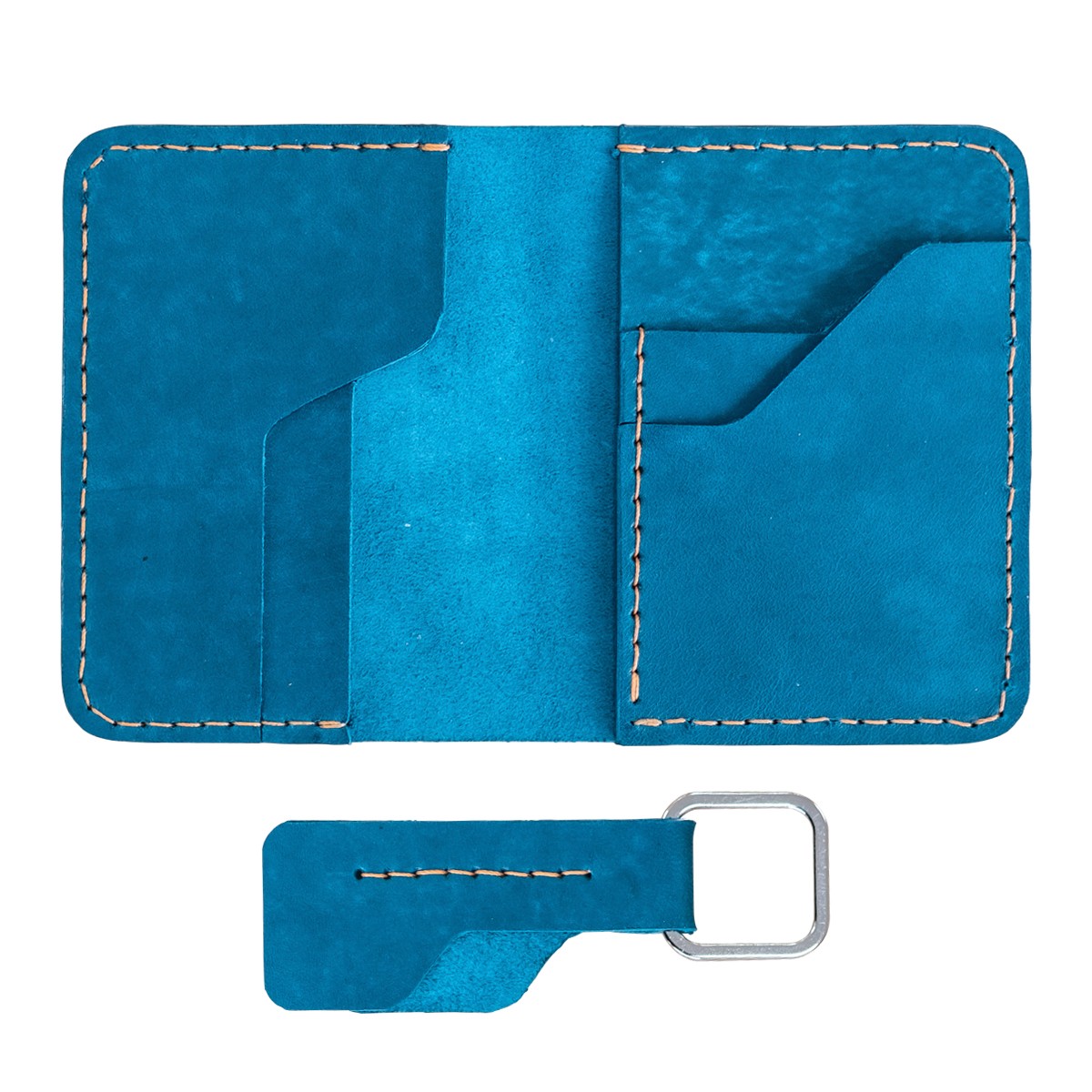 Genuine Leather Card Holder - Emerald Blue