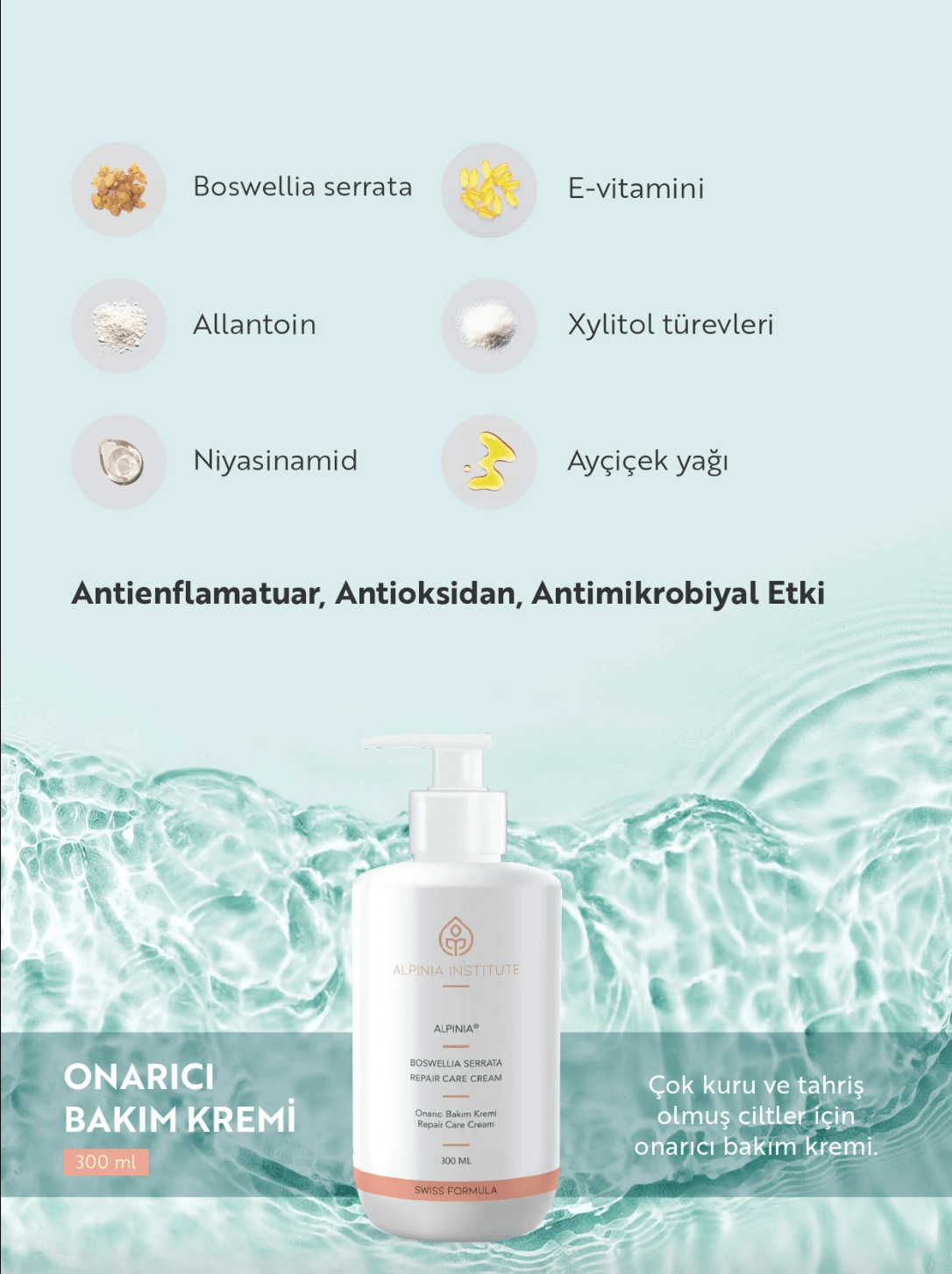 Çok kuru ve yıpranmış ciltler için emoliyent bakım kremi