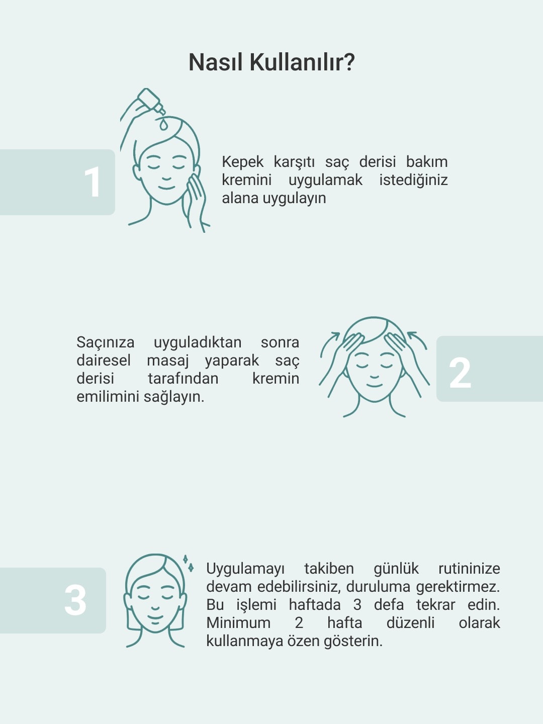 Kepek karşıtı saç derisi bakım kremi, saç derisini zengin içeriği ile besler, hücre yenilenmesine yardımcı olur.