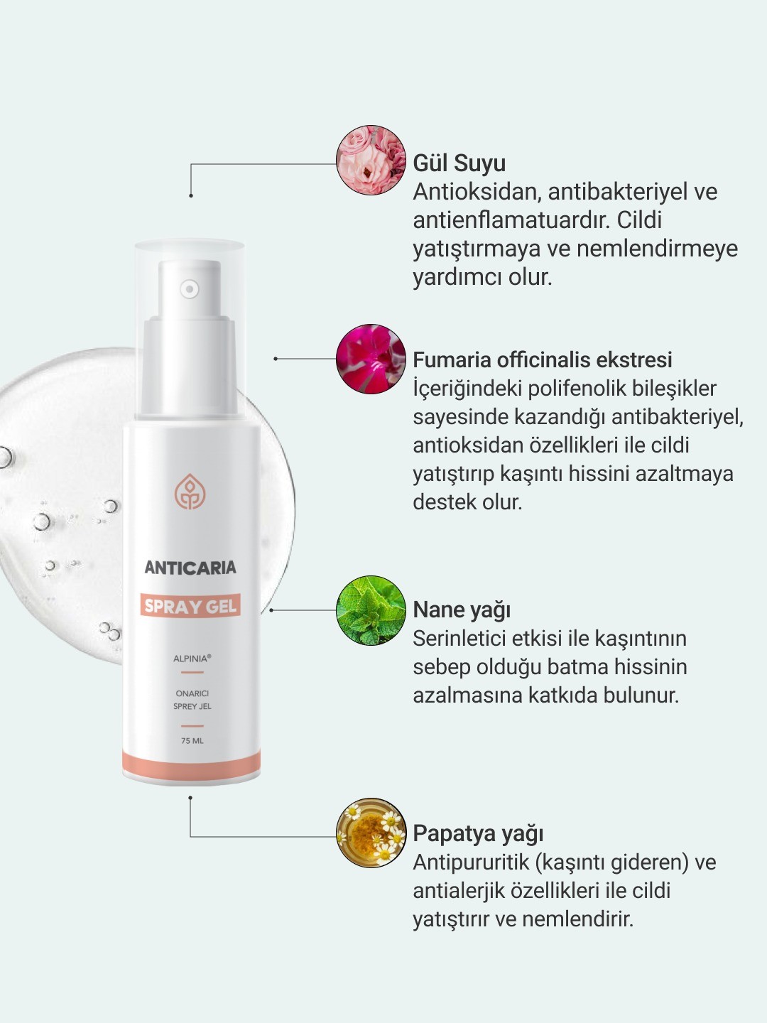 Kaşıntılı deri sorunları için bitkisel sprey