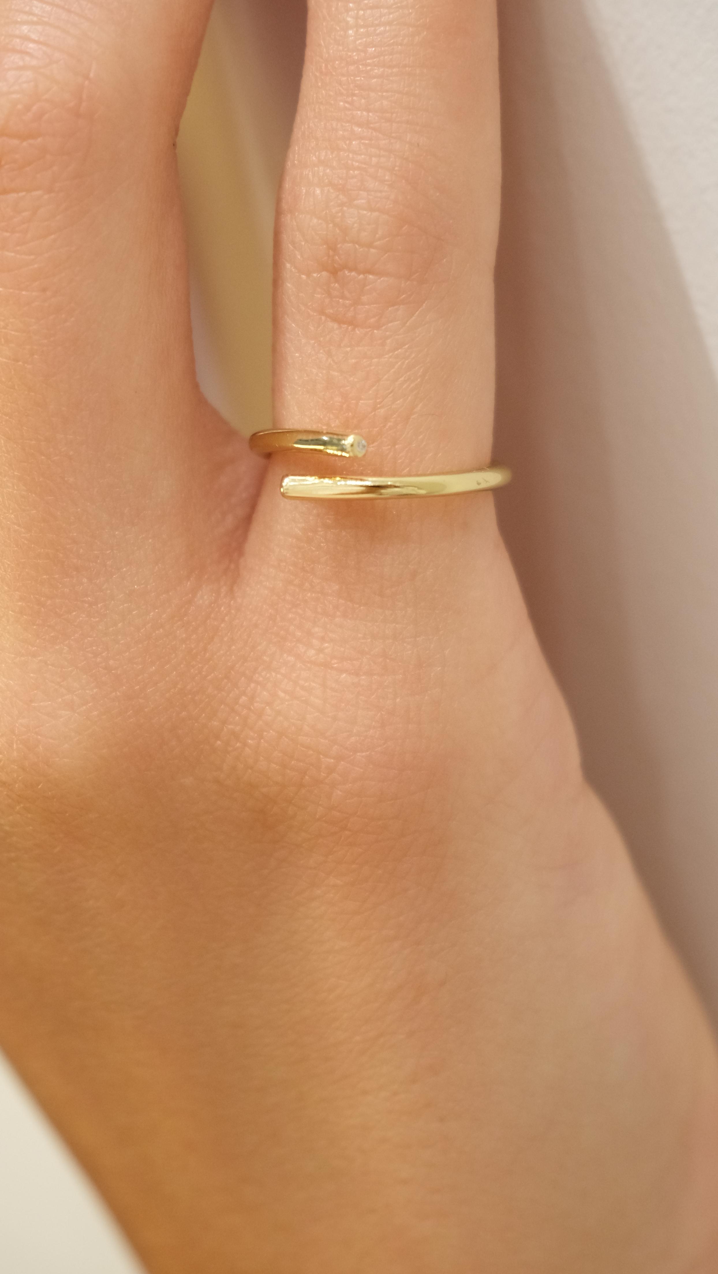 Gold 14k Sarmal Plaka Ayarlanabilir Eklem Yüzük