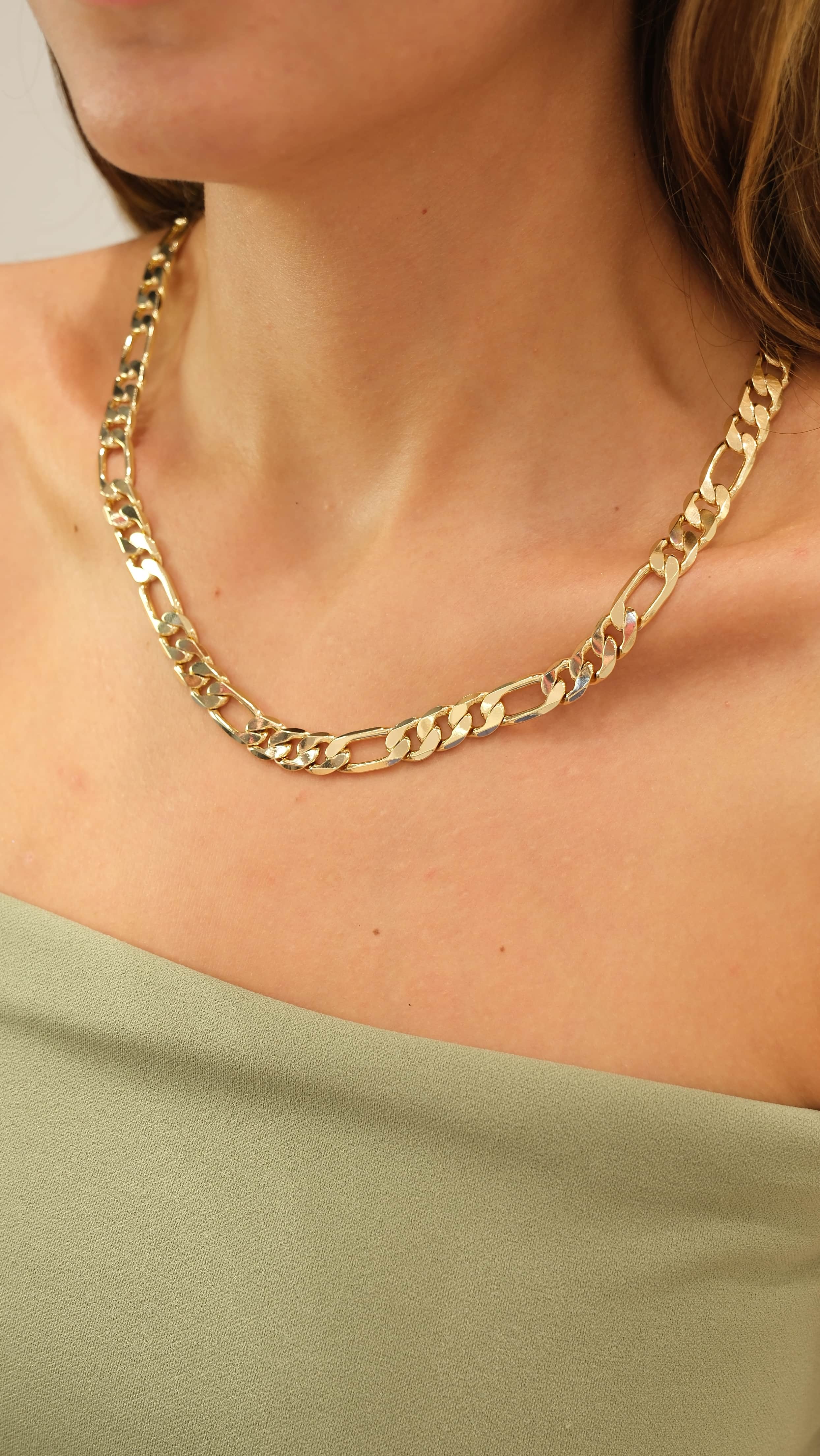 Gold 14k Özel Seri Kaplama Kalın Figaro Model Kolye