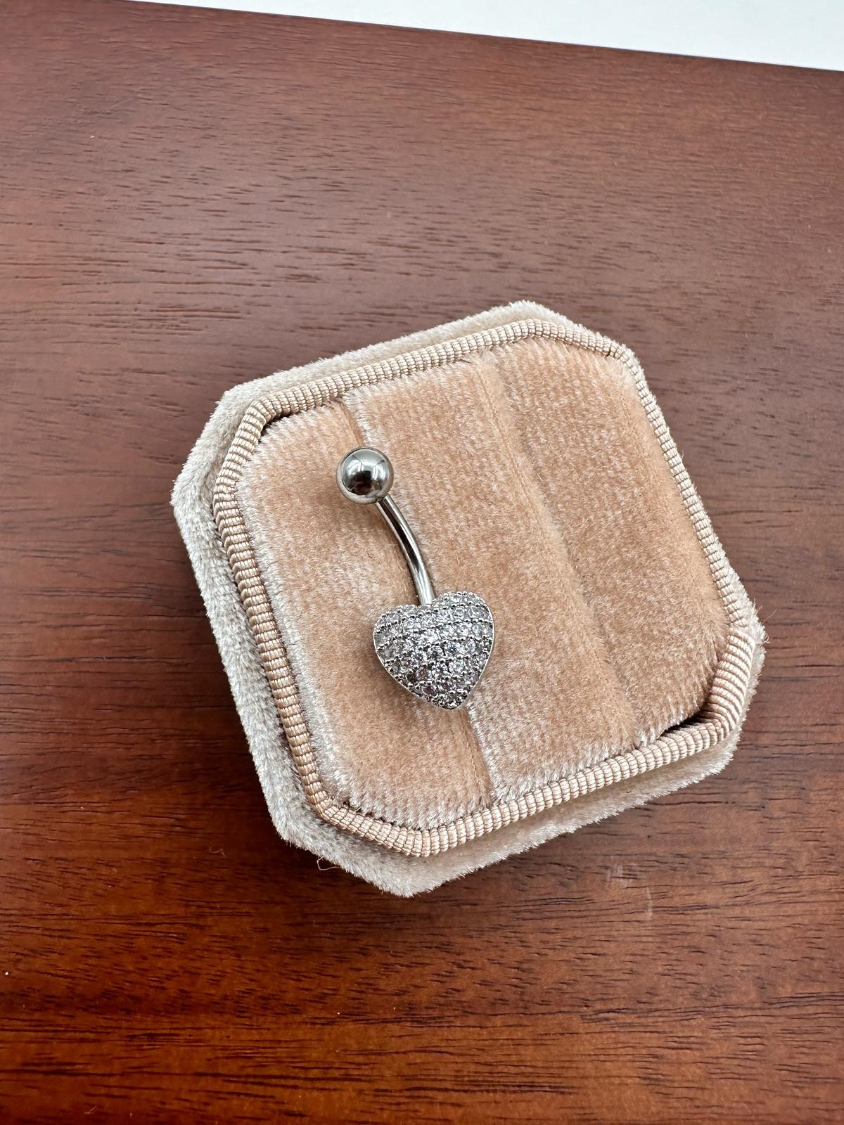 Silver Zirkon Taş Mini Kalp Figür Göbek Piercing