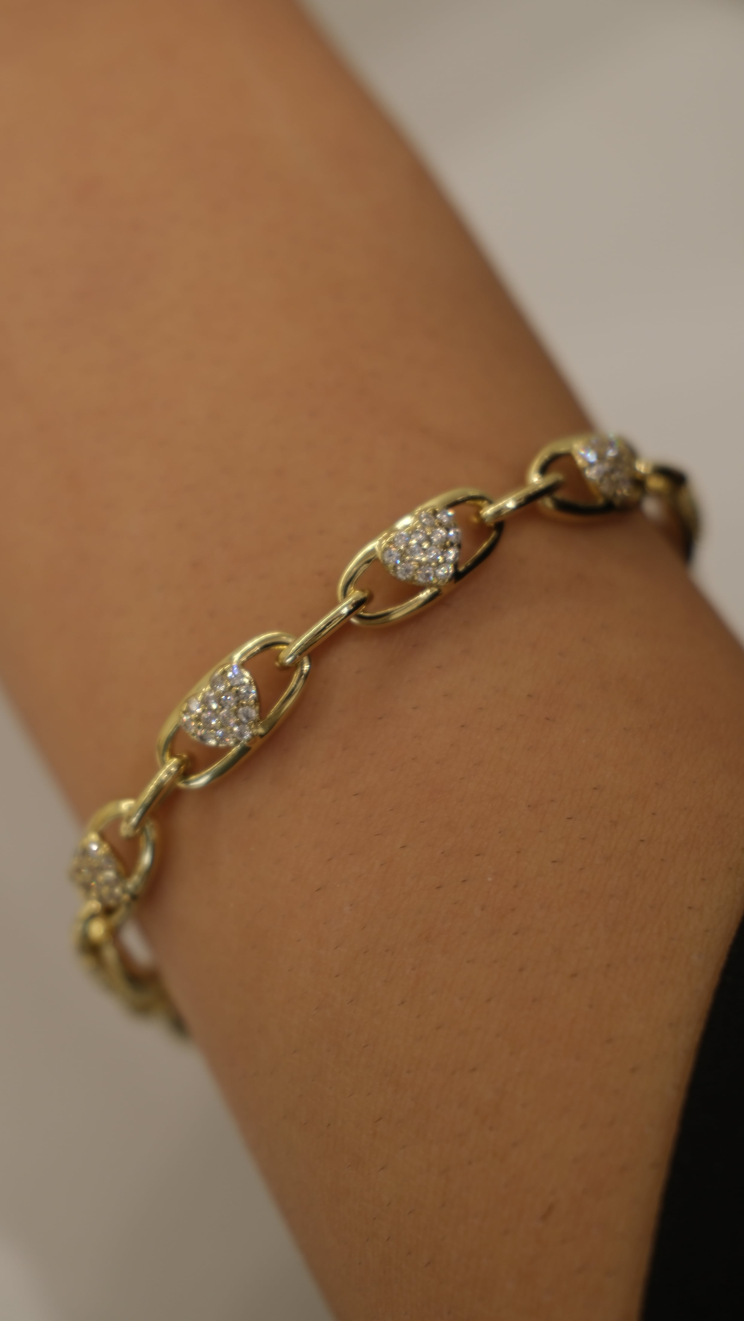 Gold 14k XP Oval Zincir Kalp Detay Bileklik