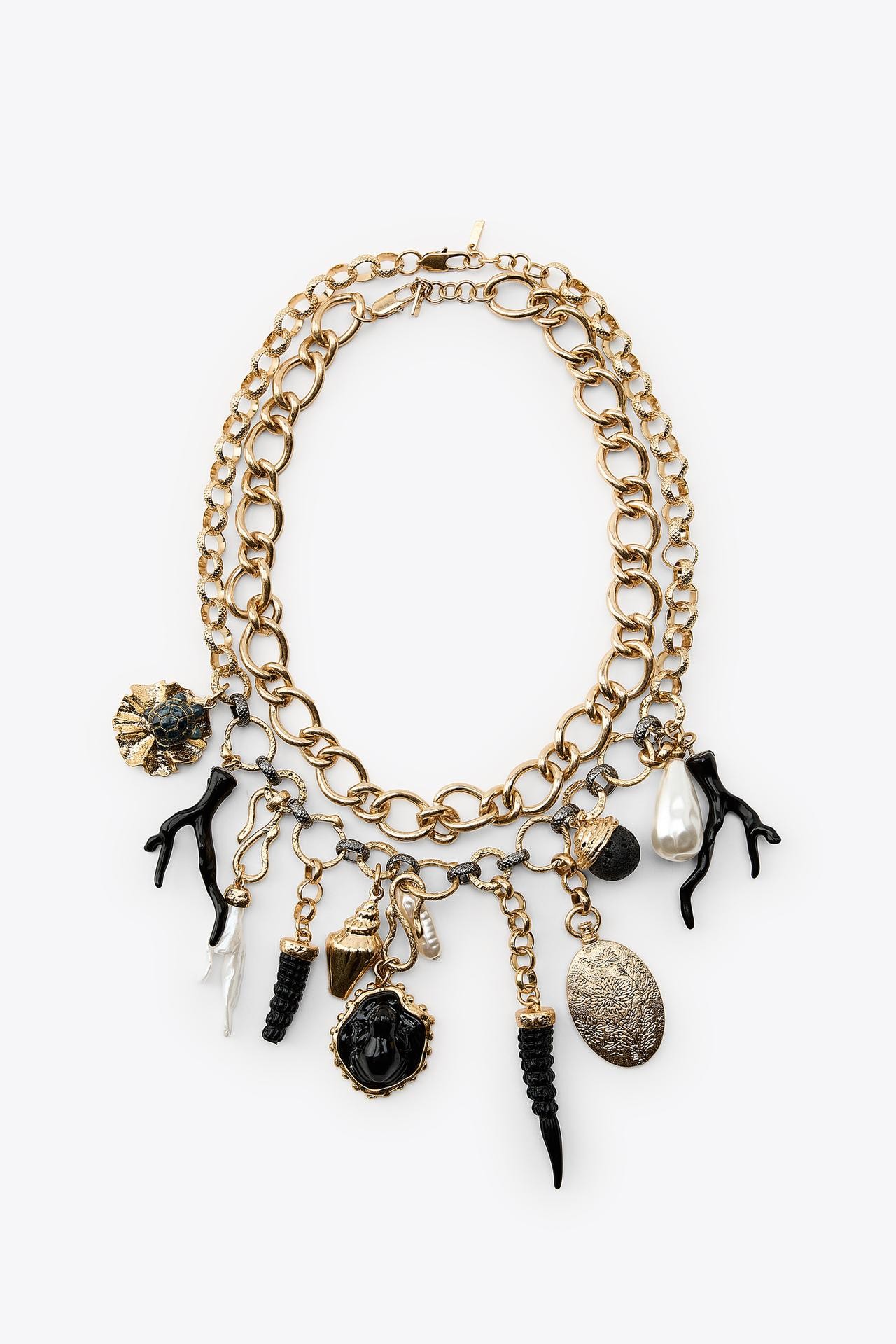 Gold Charm Detaylı 2'li ZR Kolye