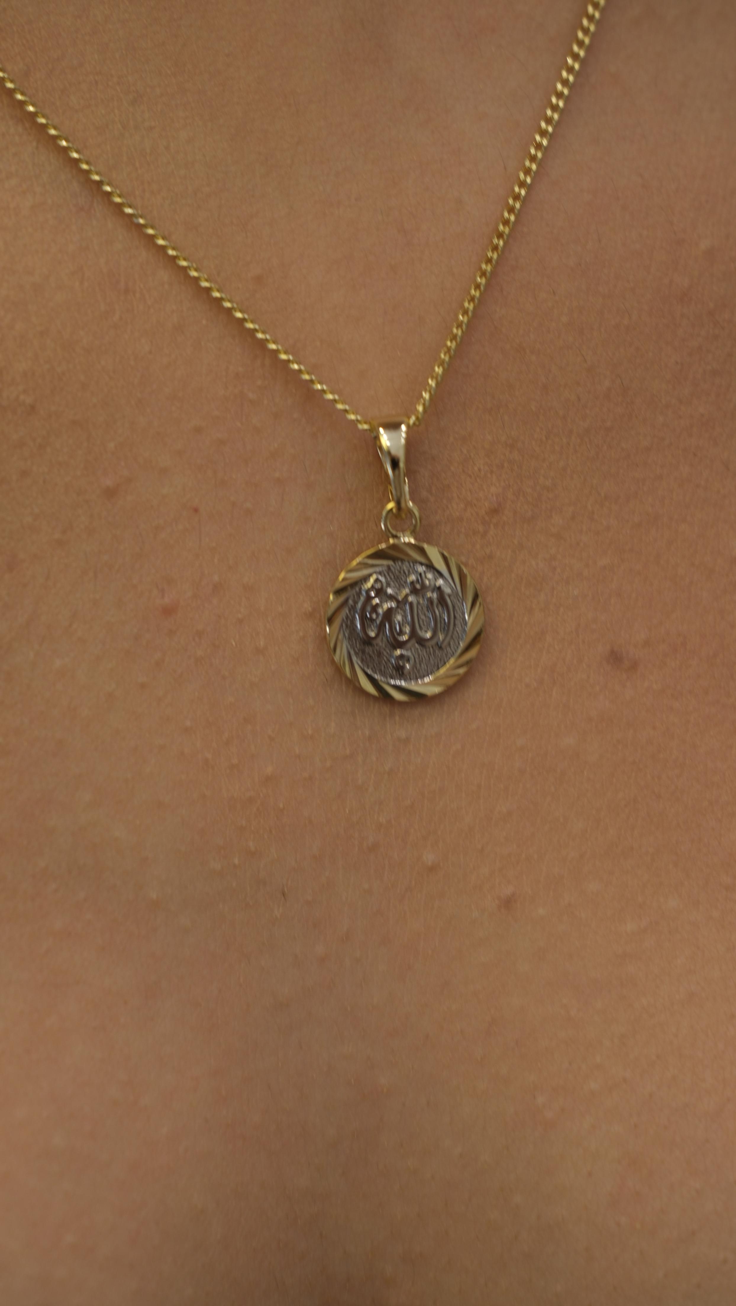 Allah Yazılı Gold Silver Minimal Kolye
