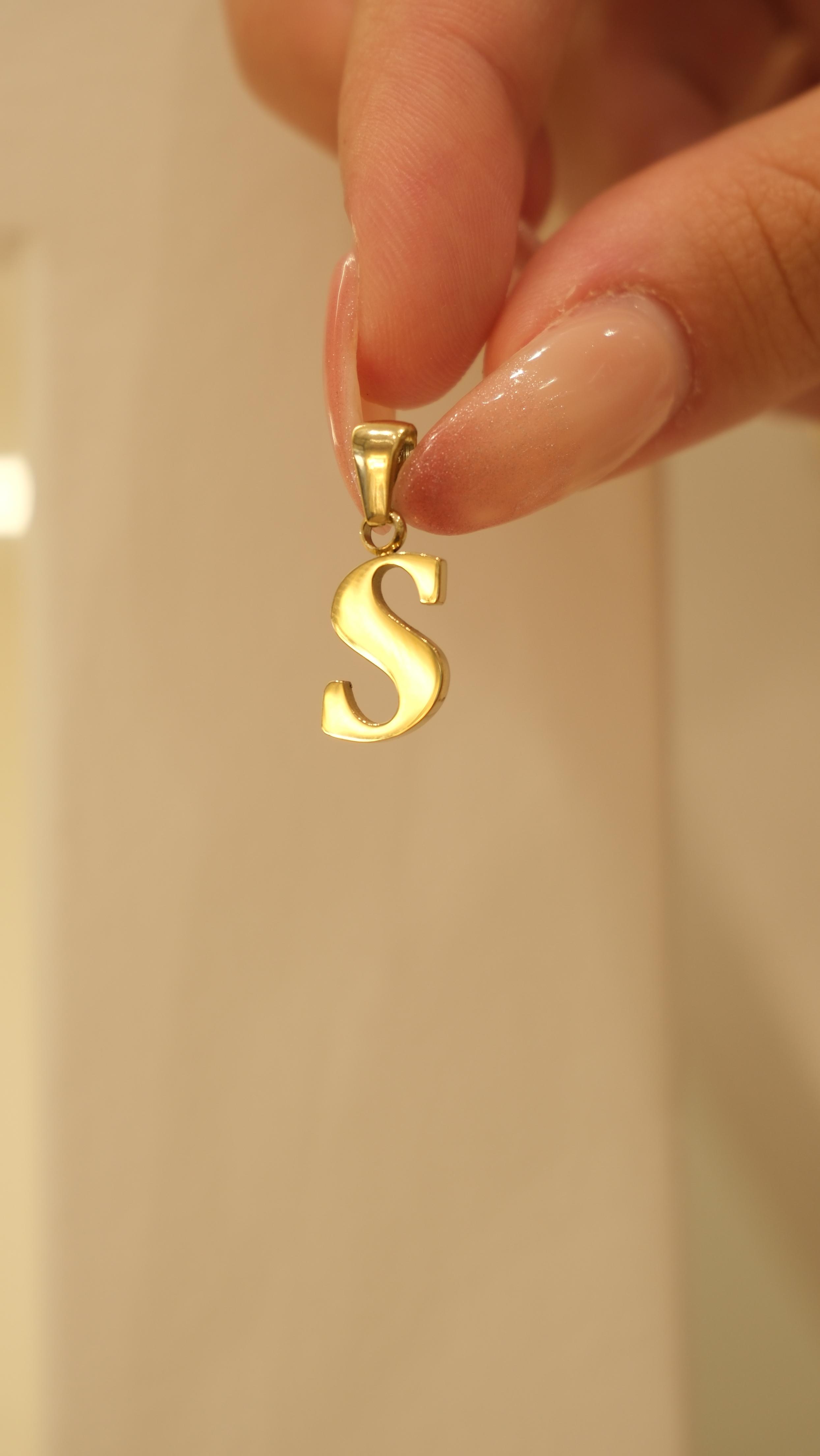 Gold 14K S Harf Kolye Ucu
