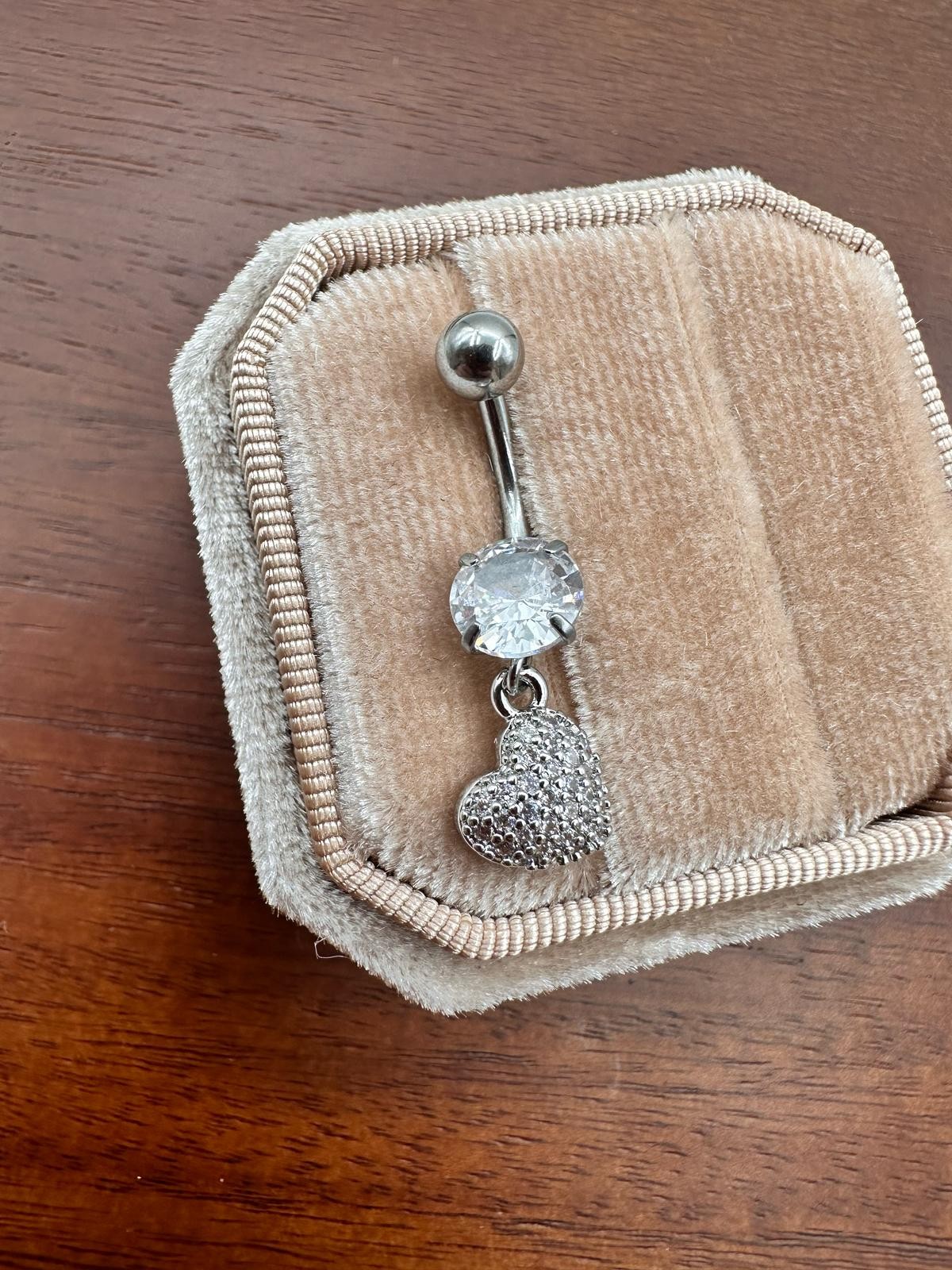 Silver Zirkon Taş Kalp Figür Göbek Piercing