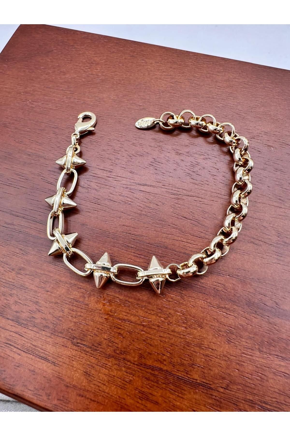Gold 14k Kaplama Zımba Model Zincir Bileklik