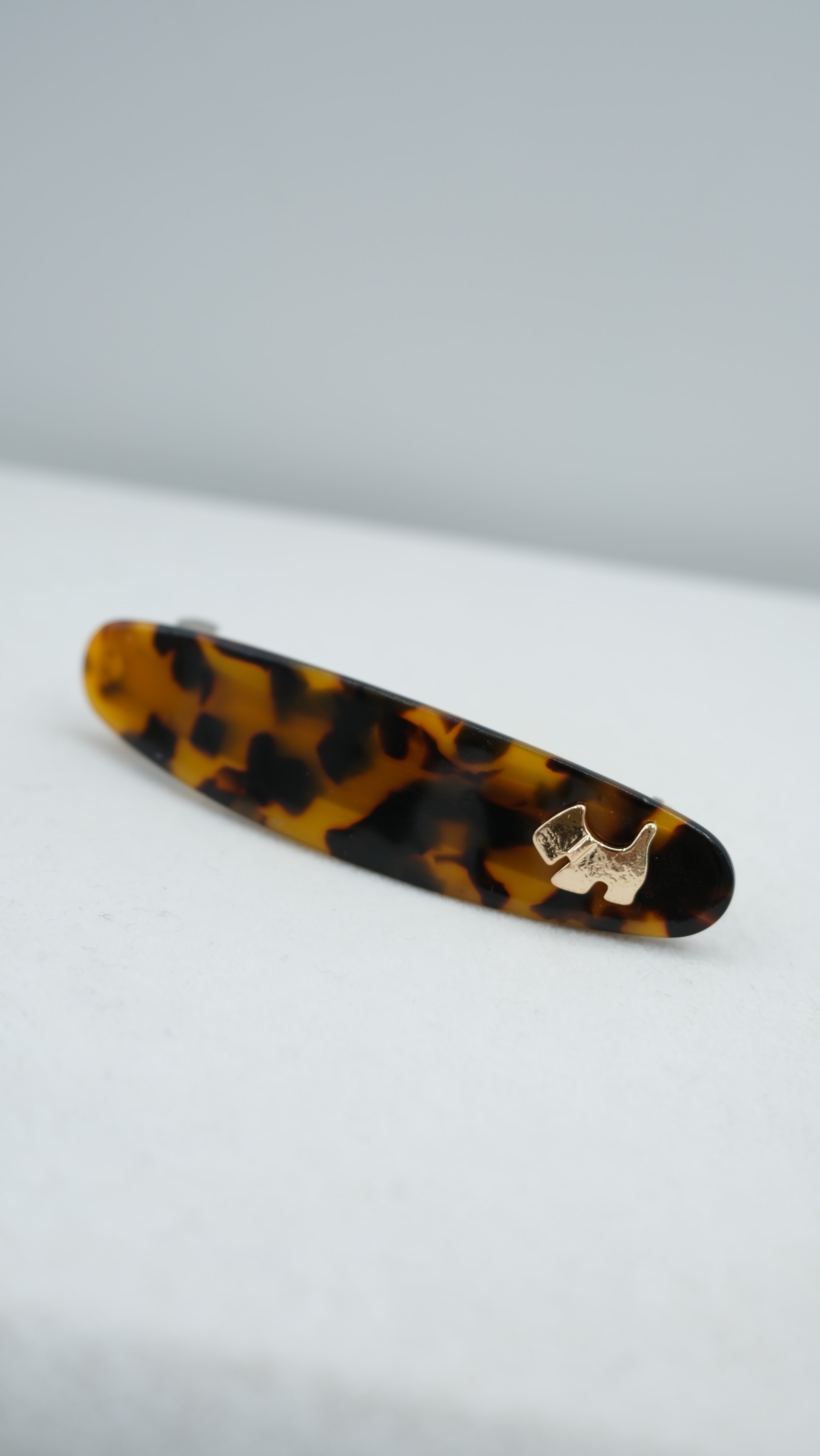 Leopar Desen Akrilik Gold Köpek Figür Otomatik Toka - 1