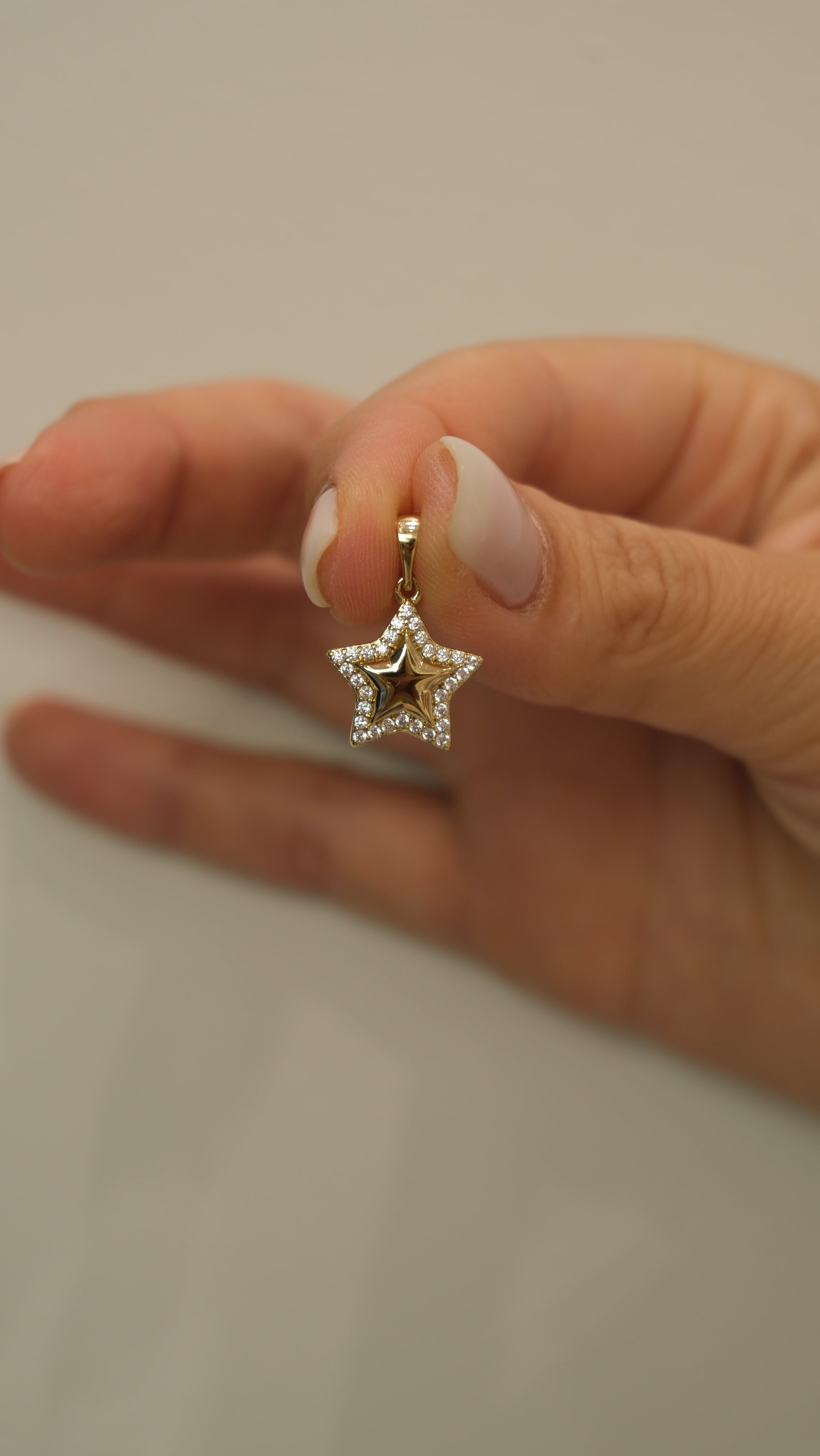 Gold Zirkon Taş Yıldız Kolye Ucu