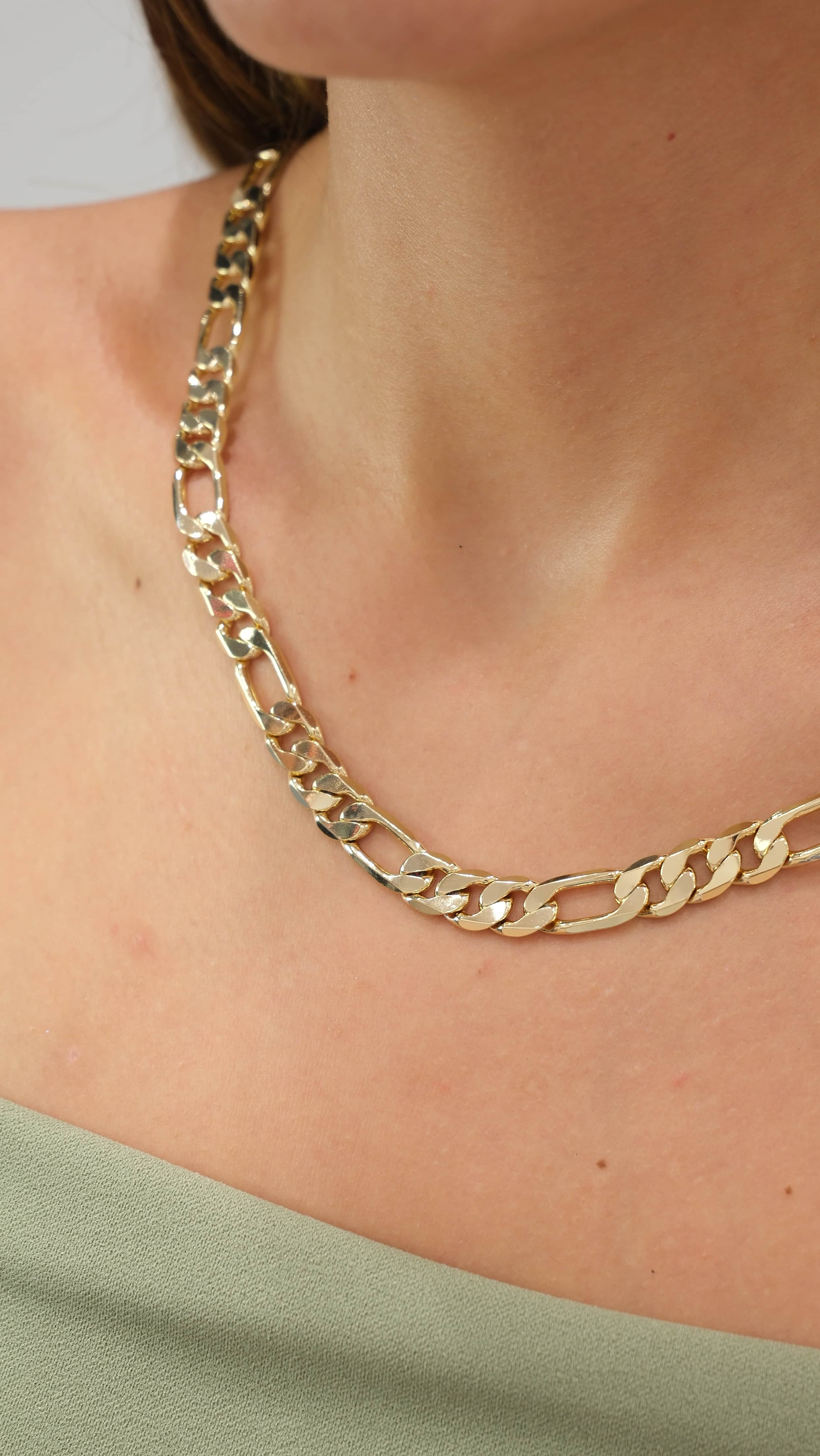 Gold 14k Özel Seri Kaplama Kalın Figaro Model Kolye