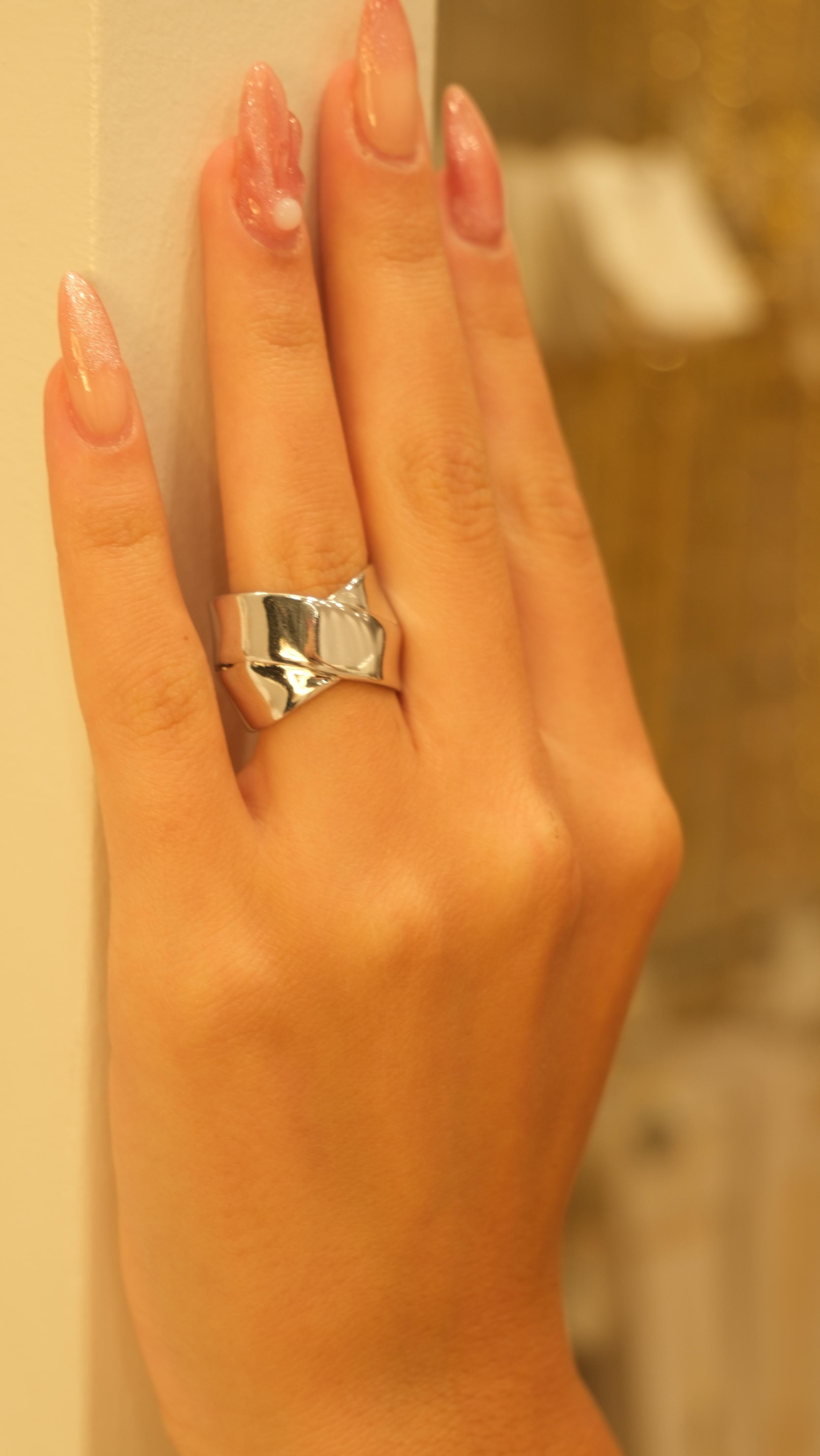 14k X Plaka Ayarlanabilir Yüzük - Silver