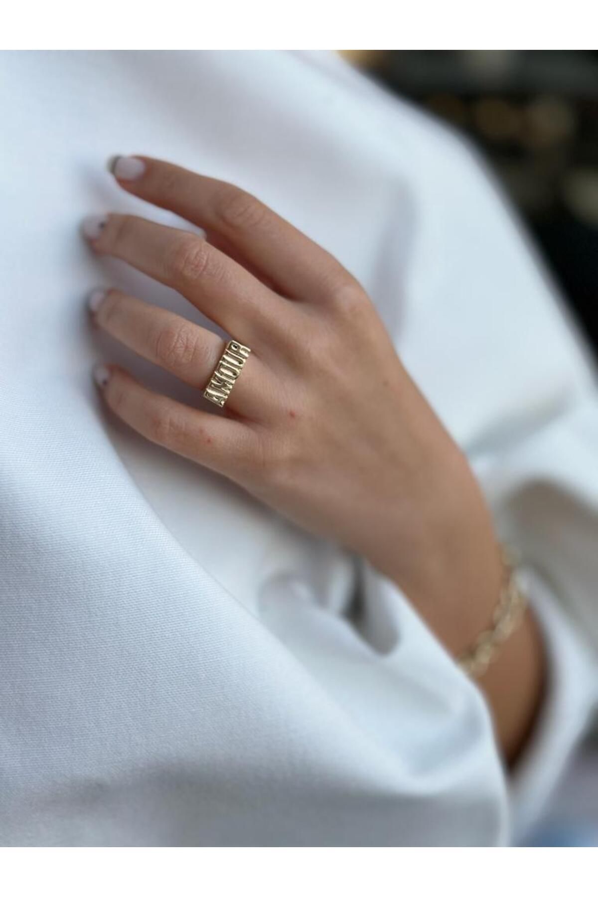 Gold Özel Seri AMOUR Yazı Detaylı Ayarlanabilir Trend Yüzük