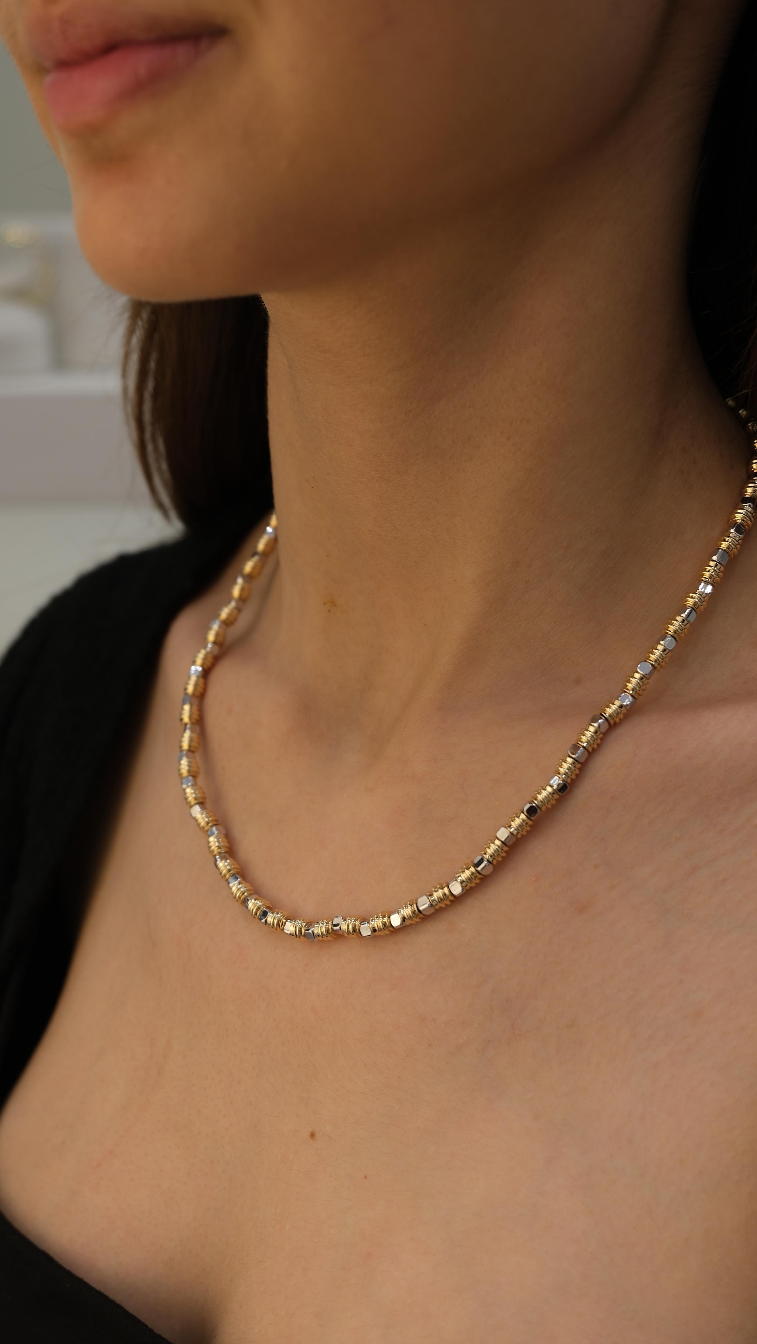 Gold ve Silver Tırtıklı Topçuk Özel Seri Kolye