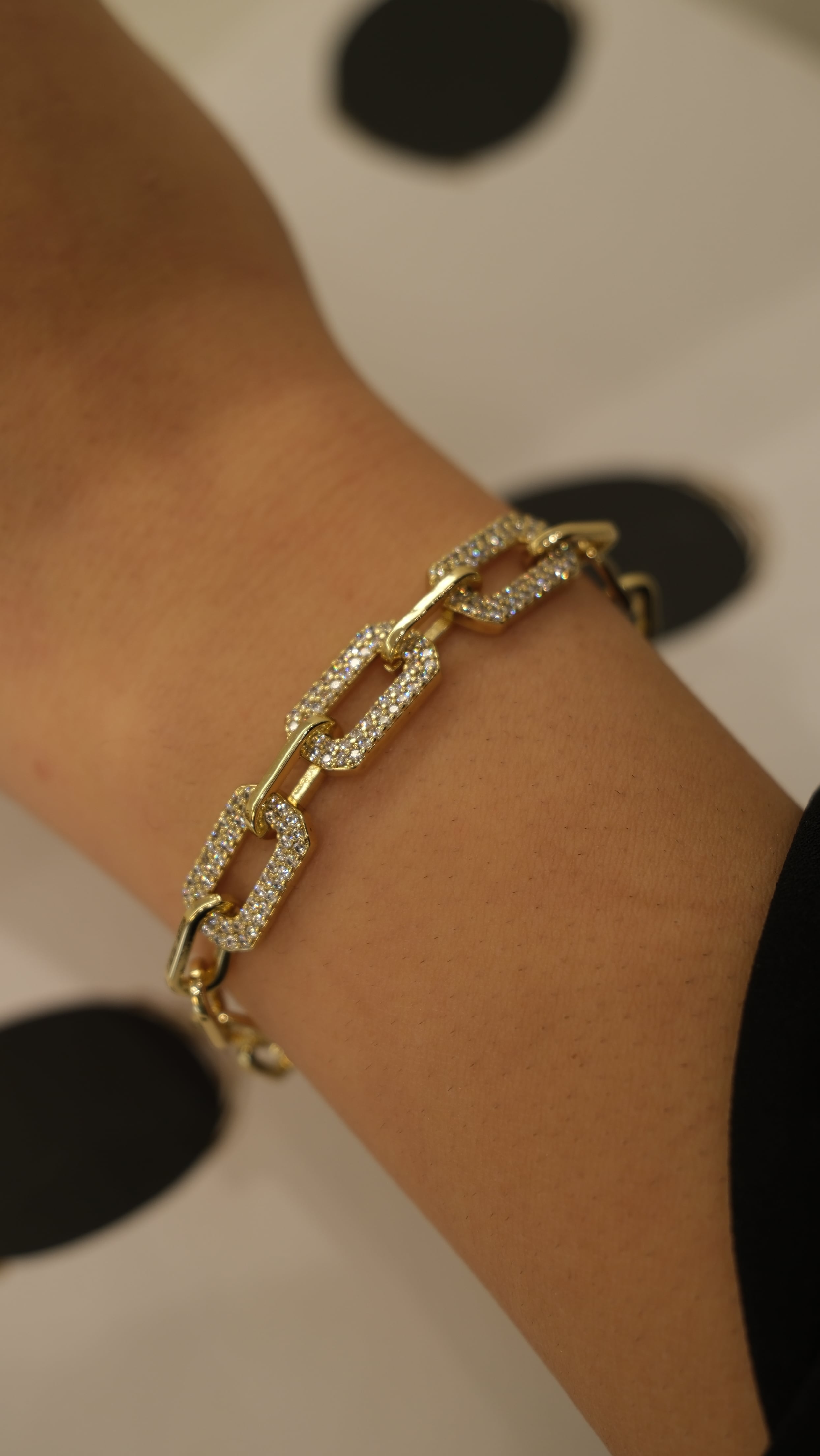 Gold 14K XP Zirkon Taş Kalın Ataç Bileklik