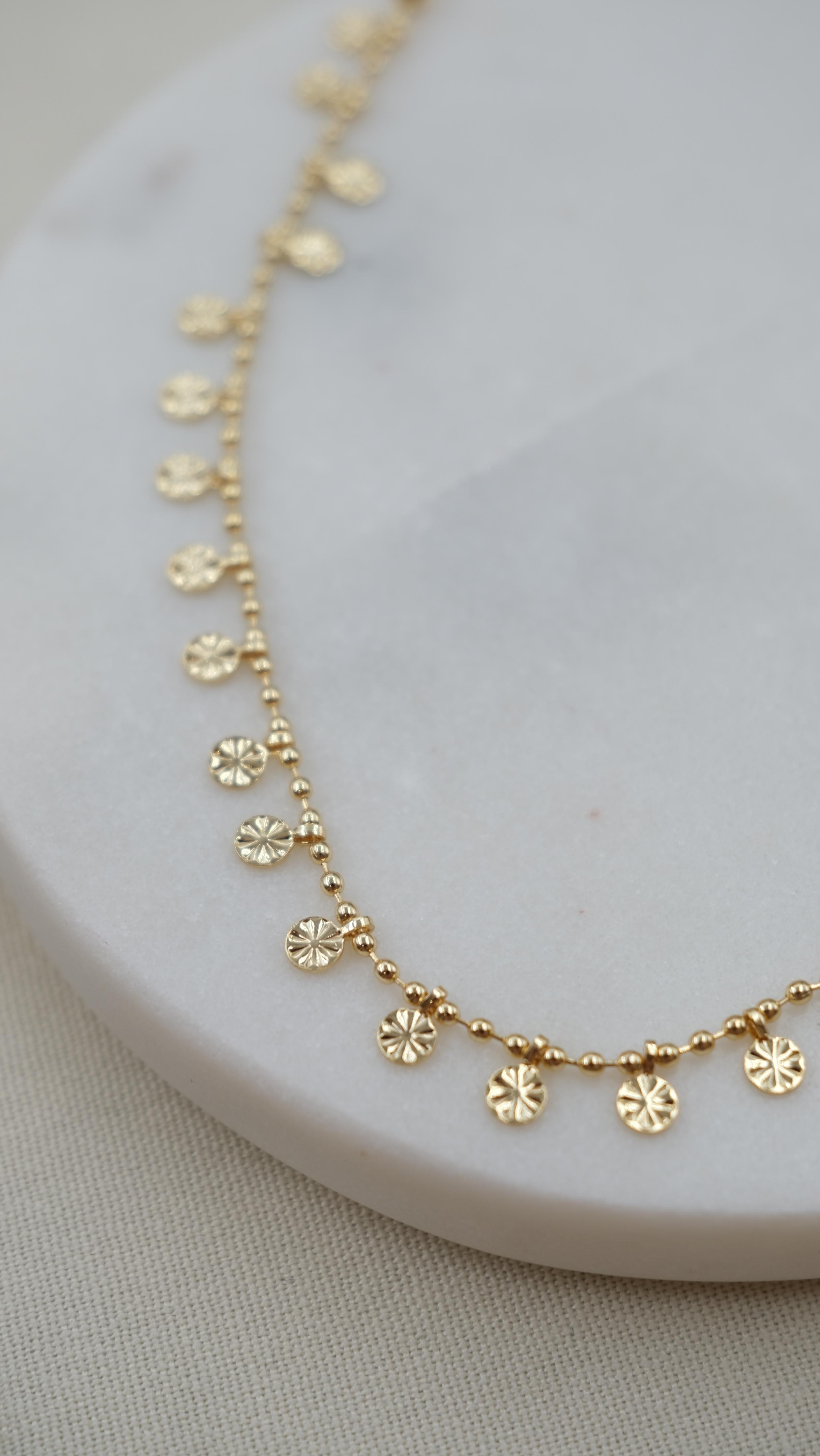 Gold Tırtıklı Pul Zincir Halhal
