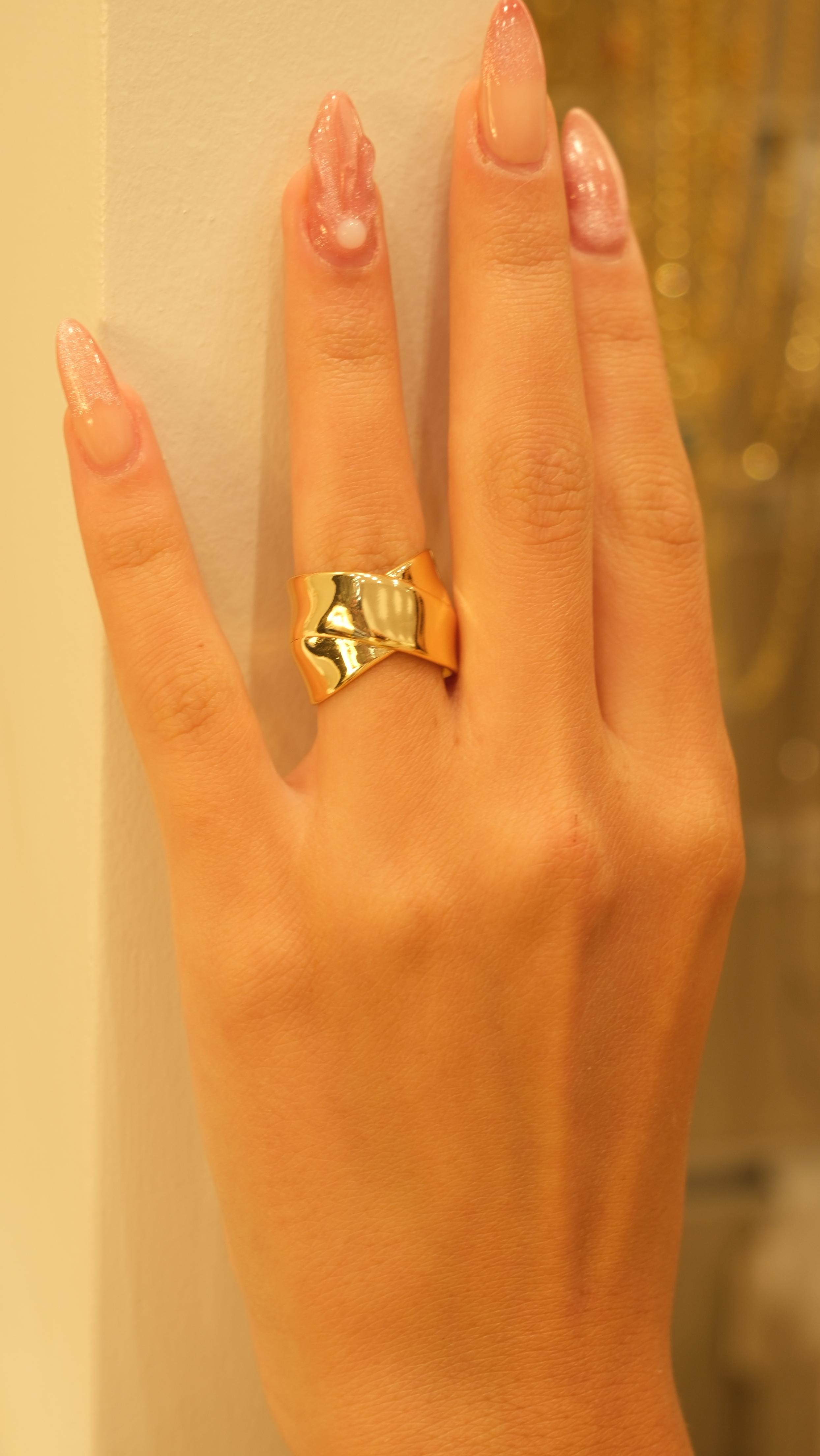14k X Plaka Ayarlanabilir Yüzük - Gold