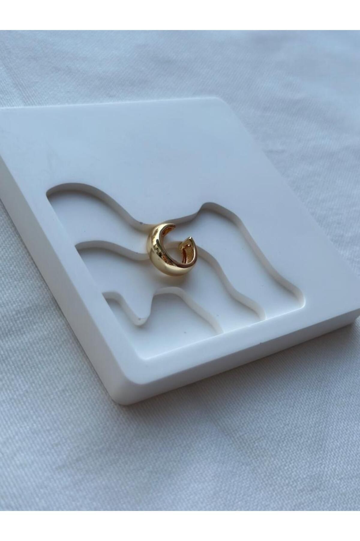Gold ve Silver Düz Plaka Pirinç Kaplama Earcuff Kıkırdak Trend Küpe