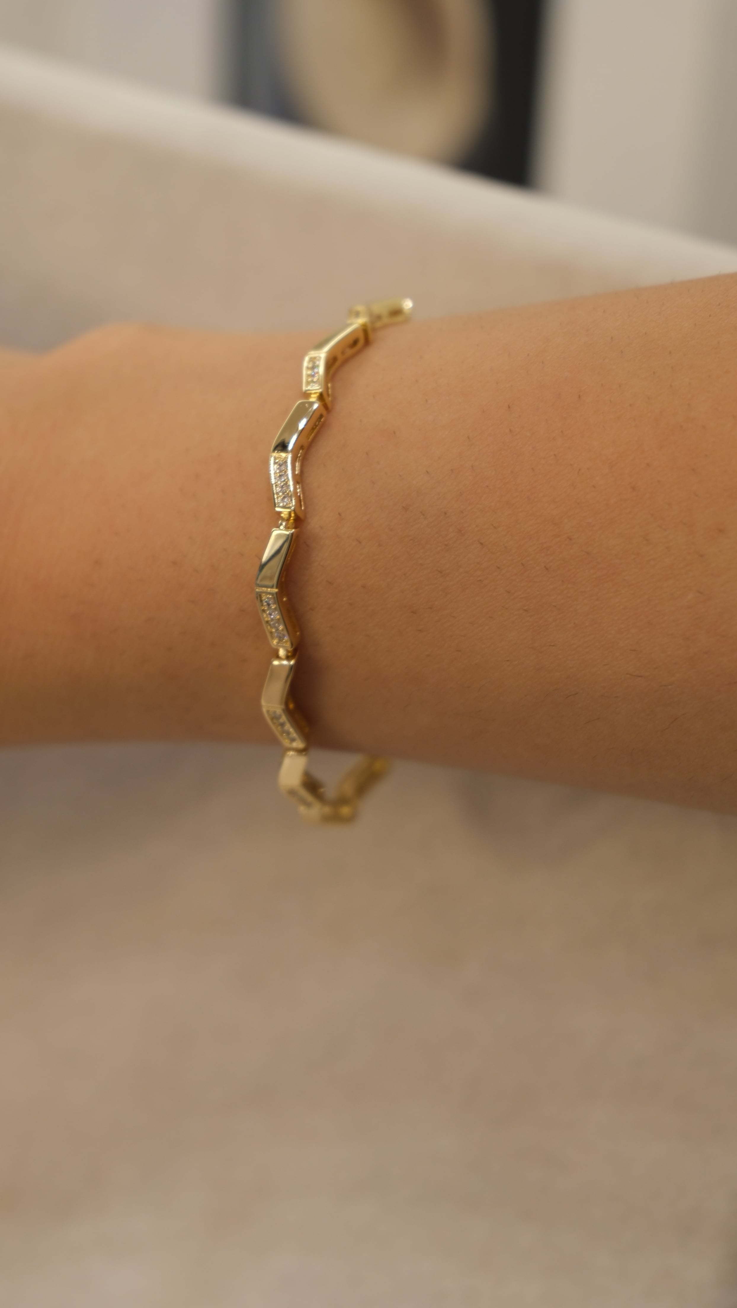 Gold 14K XP Zigzag Figür Bileklik