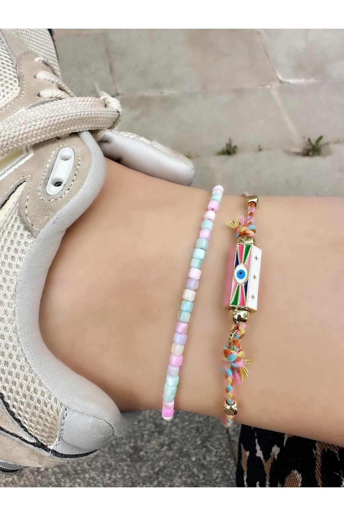 Soft Renk Rainbow Boncuk Halhal