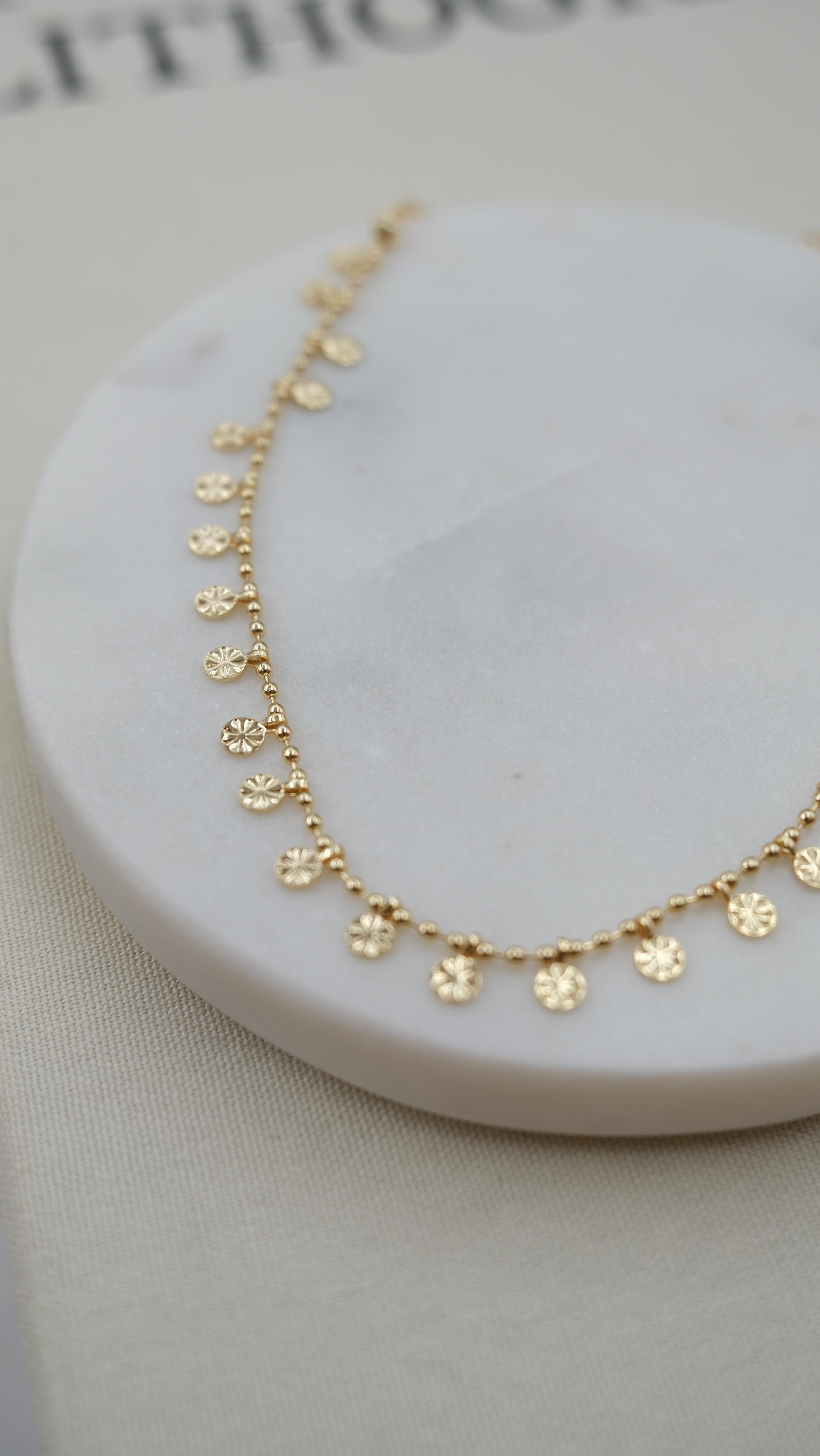 Gold Tırtıklı Pul Zincir Halhal