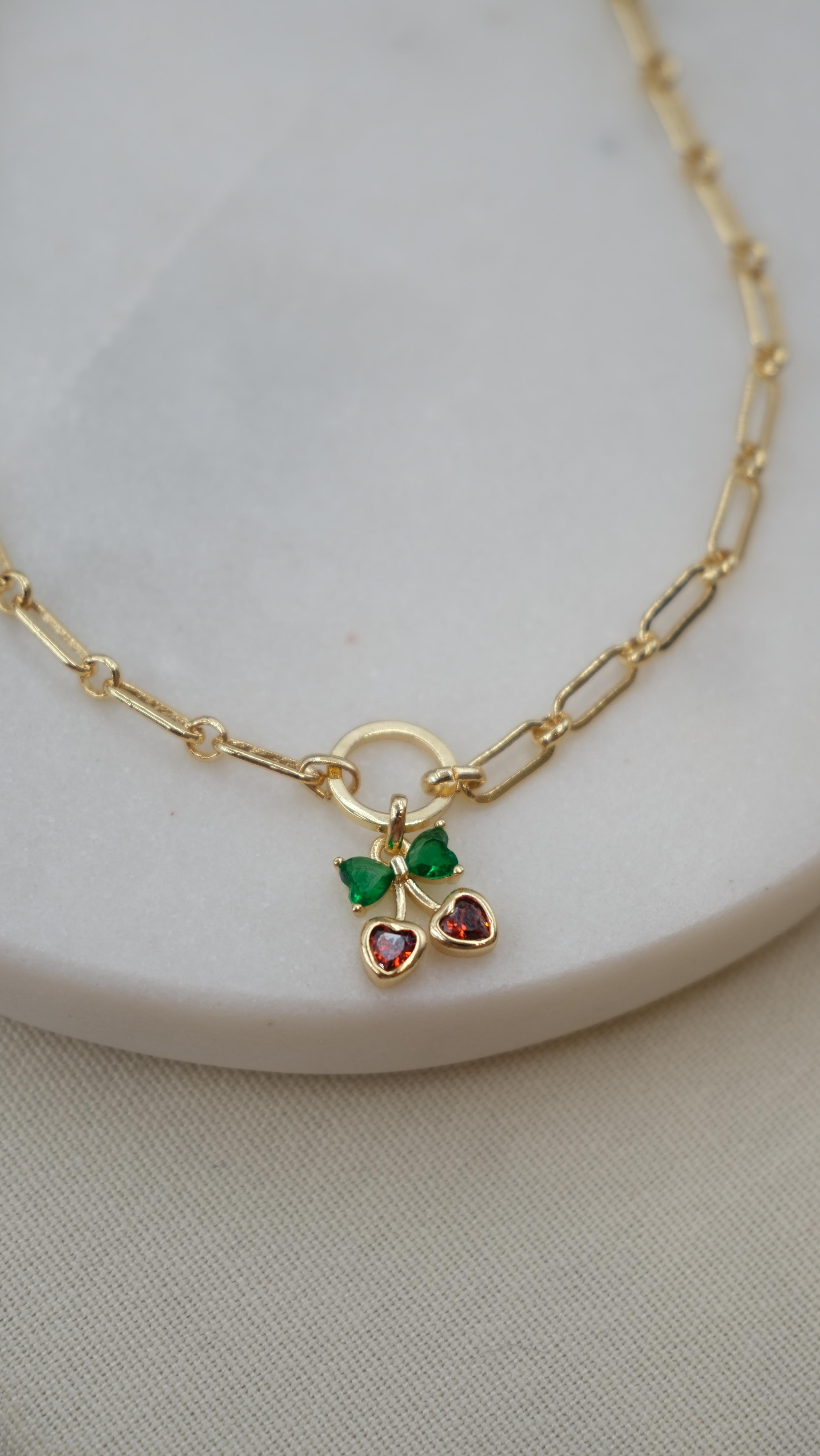 Gold Ataç Zincir Kiraz Model Halhal
