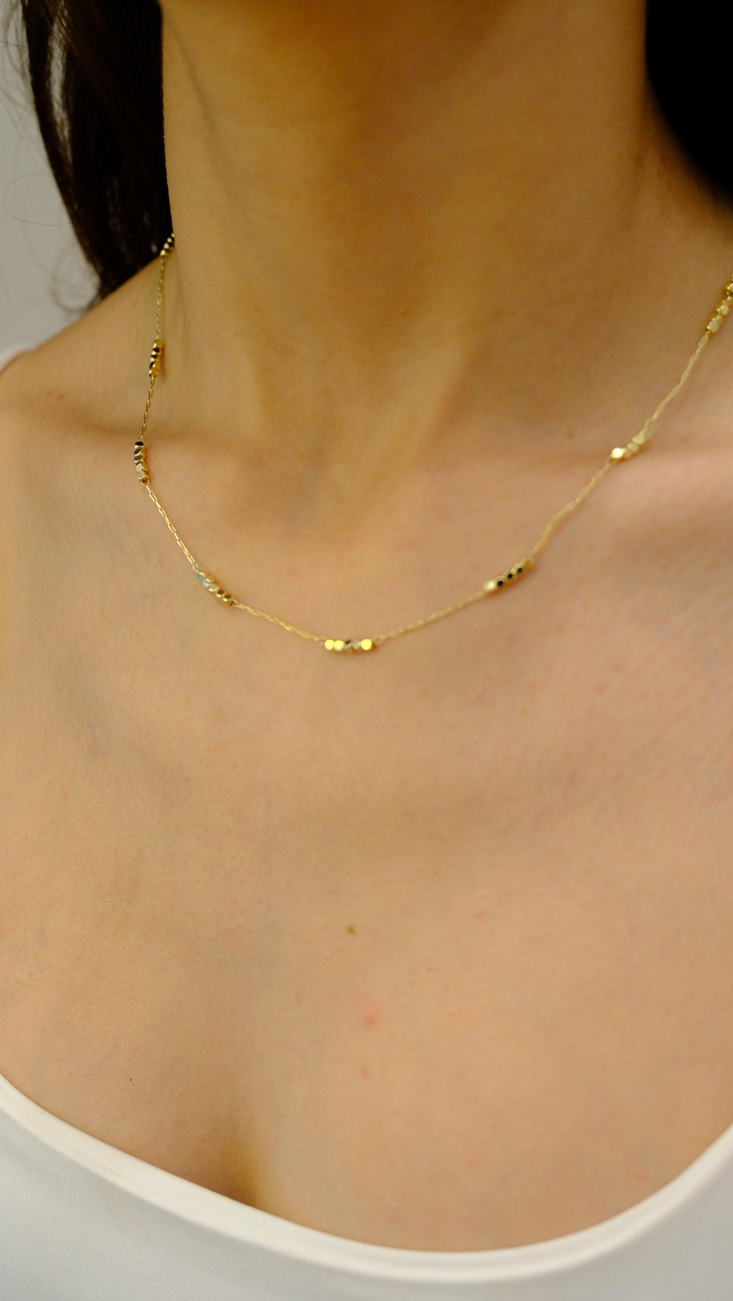 Gold Mini Kare Topçuk Zincir Kolye