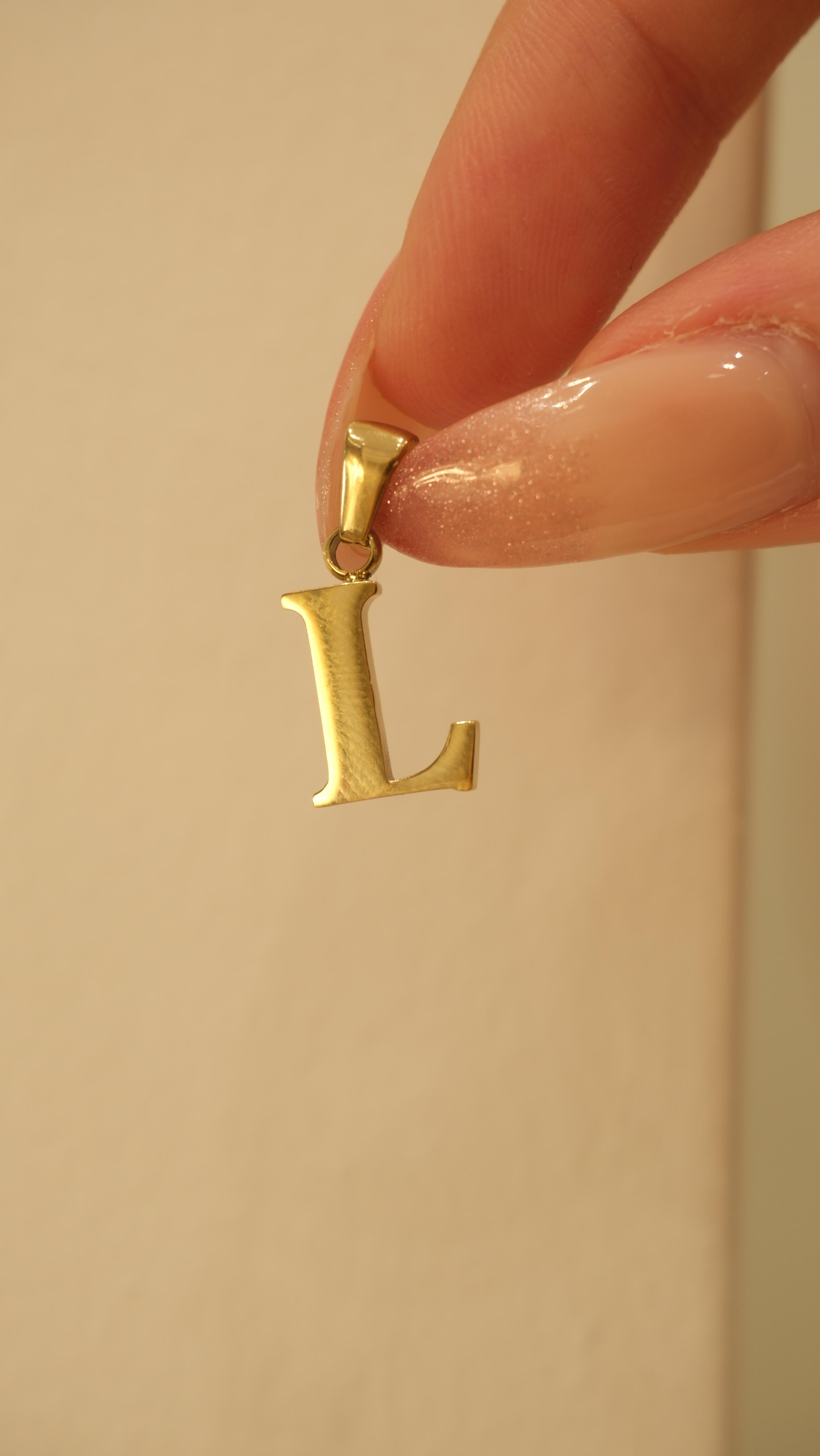 Gold 14K L Harf Kolye Ucu