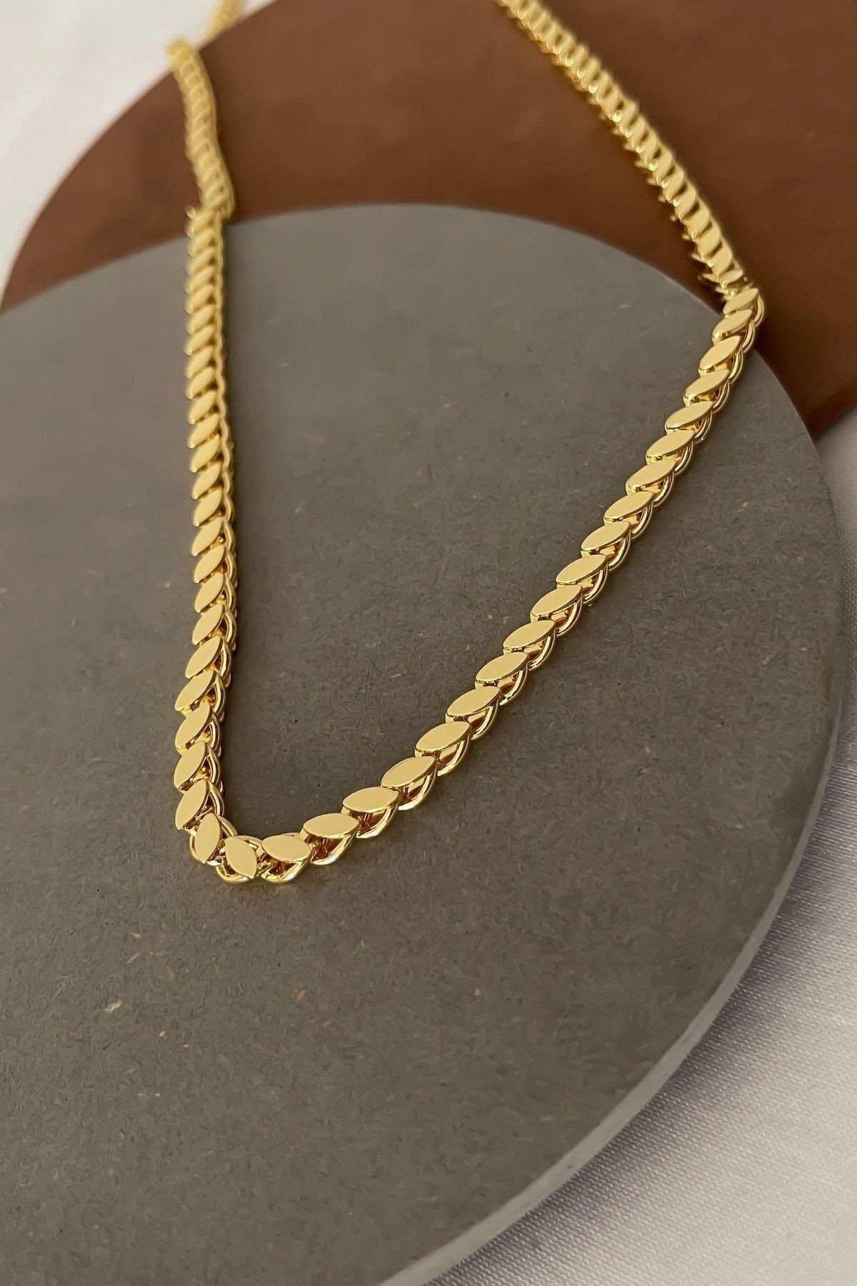 Gold Özel Seri ÇELİK 60cm Kararmayan Arpa Zincir Kolye