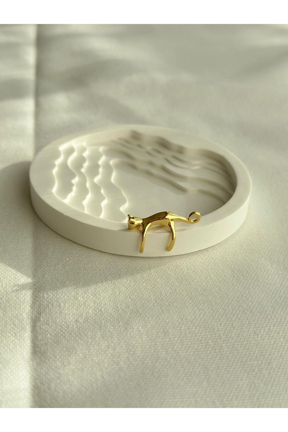 Silver Gold Renk Kedi Figürlü Kararmayan Kıkırdak Küpe Earcuff