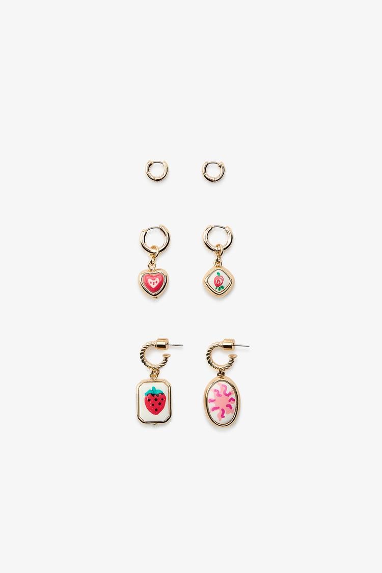 Charm Detaylı 6'lı Halka ZR Küpe Seti