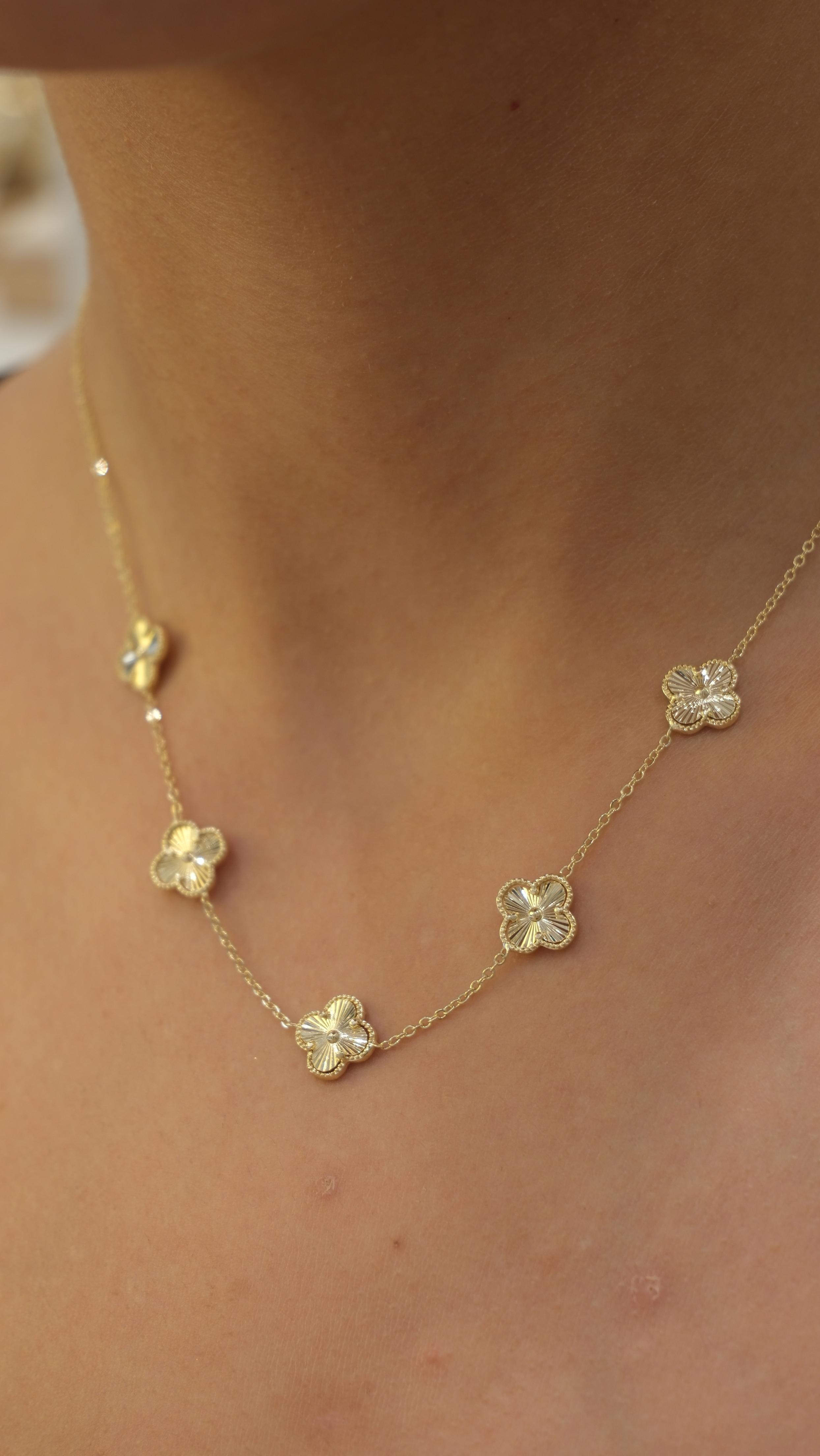 Gold 14k Özel Seri Beşli Yonca Kolye
