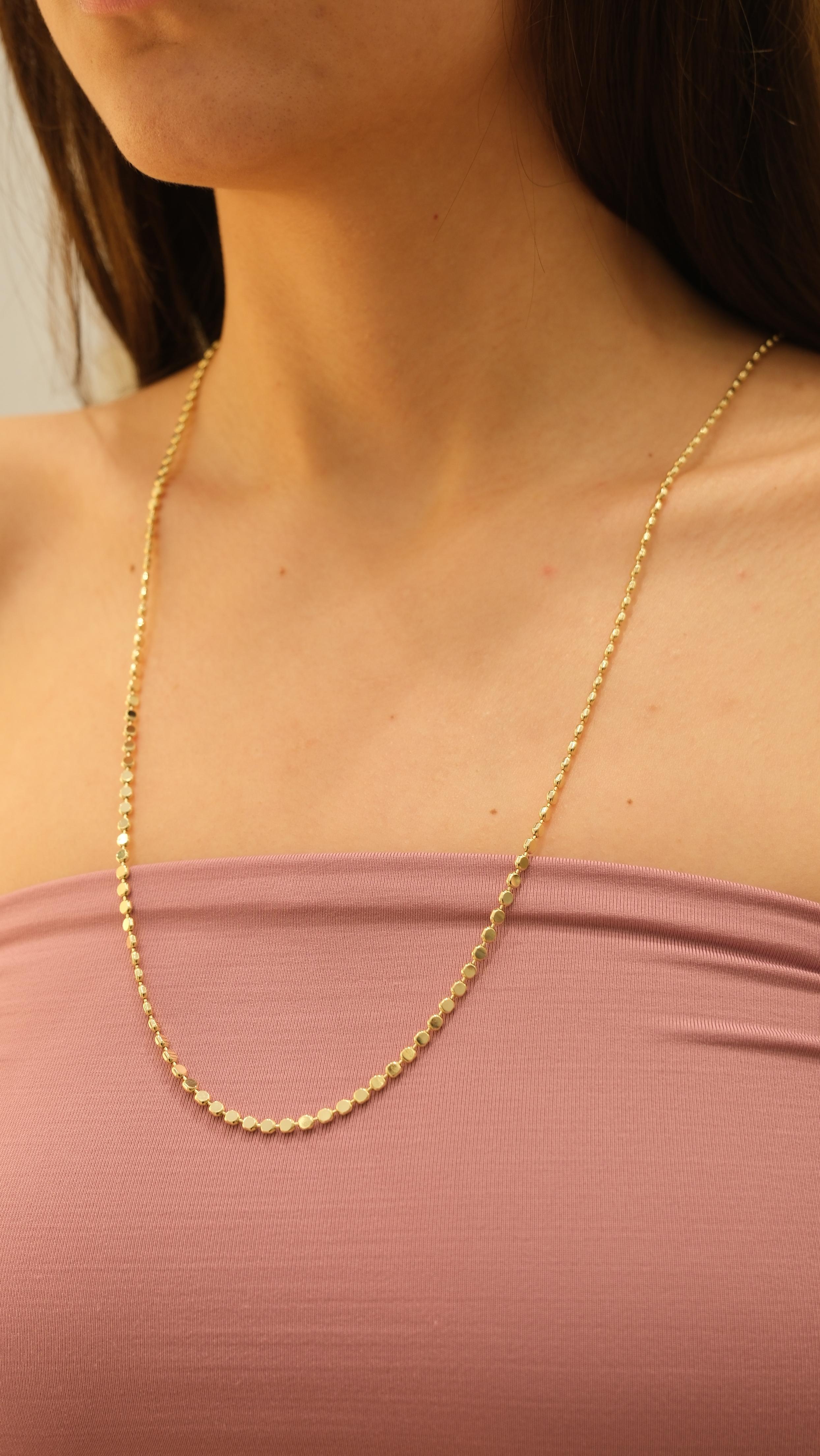 Gold 14K Özel Seri Pul Ezme Zincir Kolye