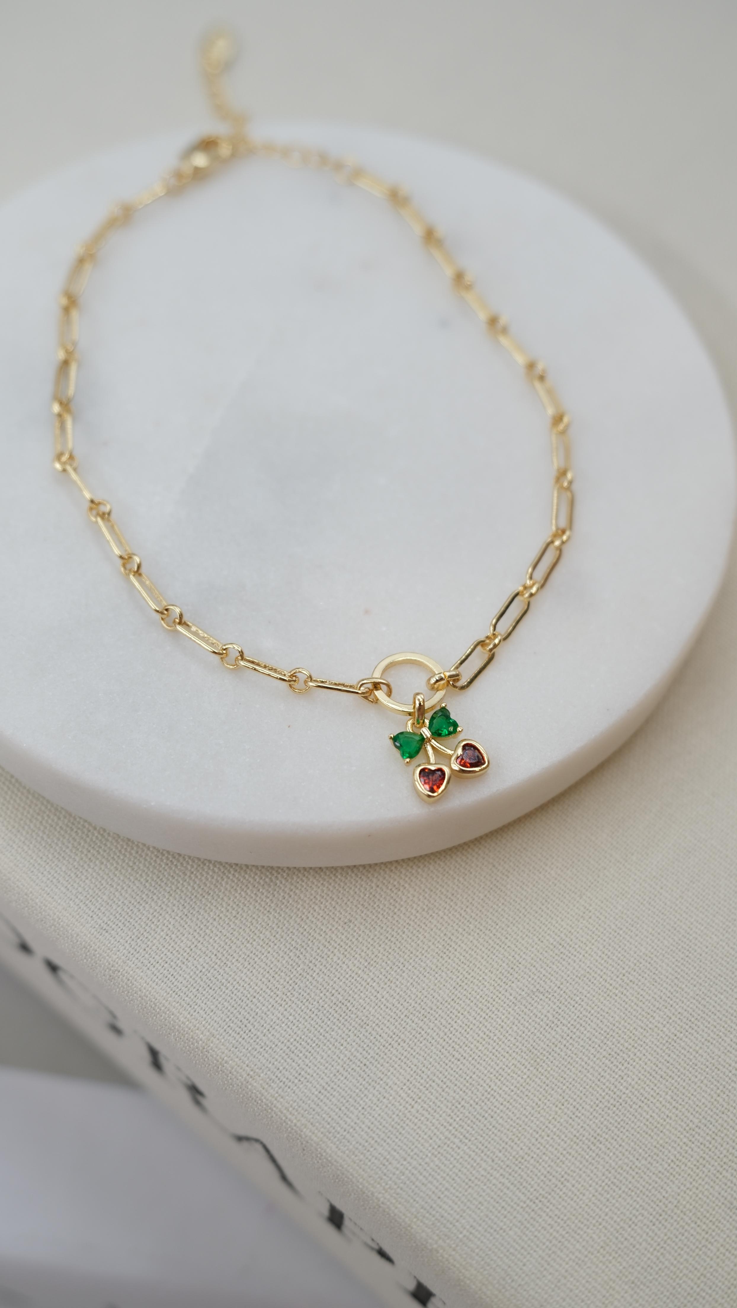 Gold Ataç Zincir Kiraz Model Halhal