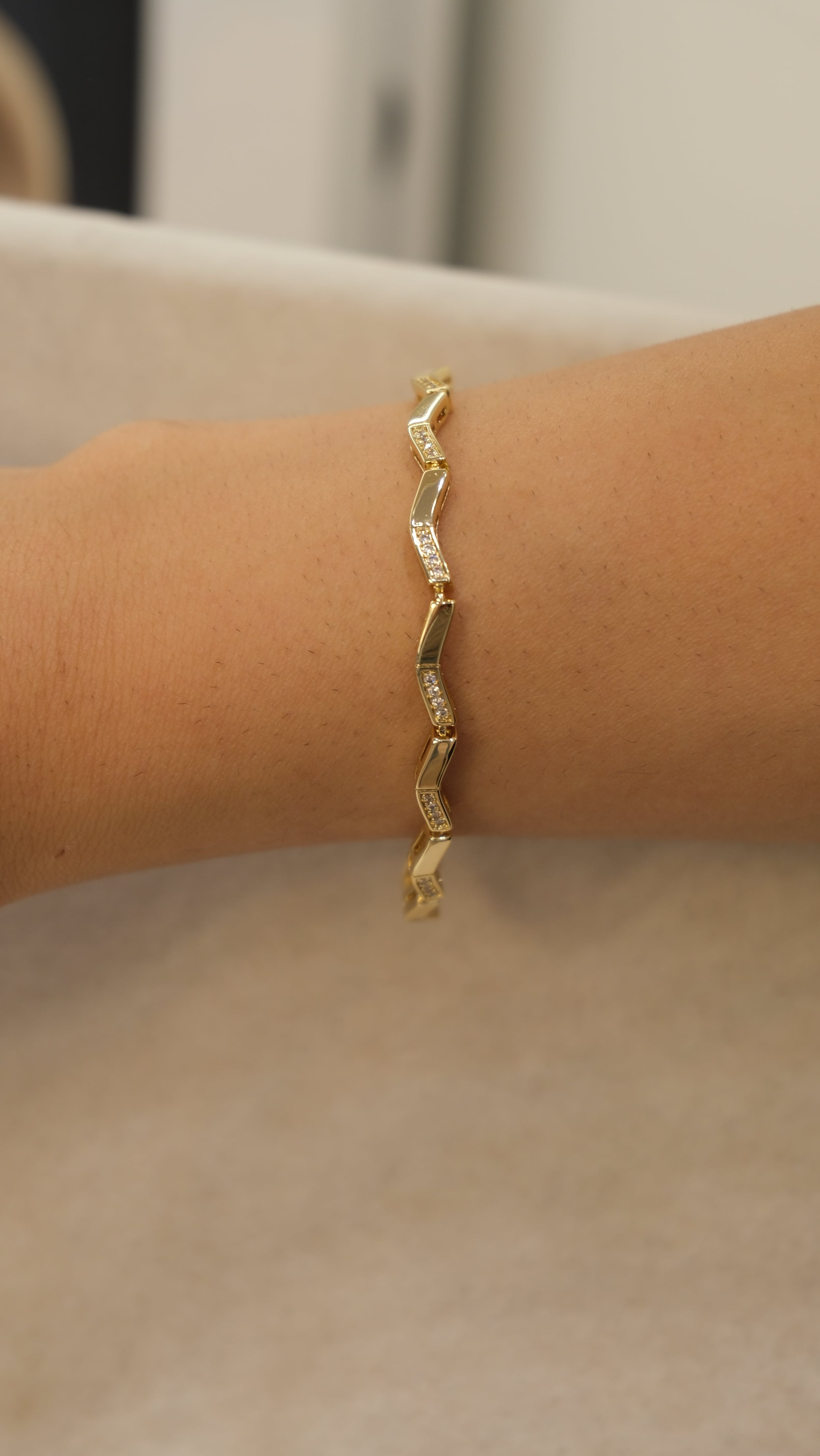 Gold 14K XP Zigzag Figür Bileklik